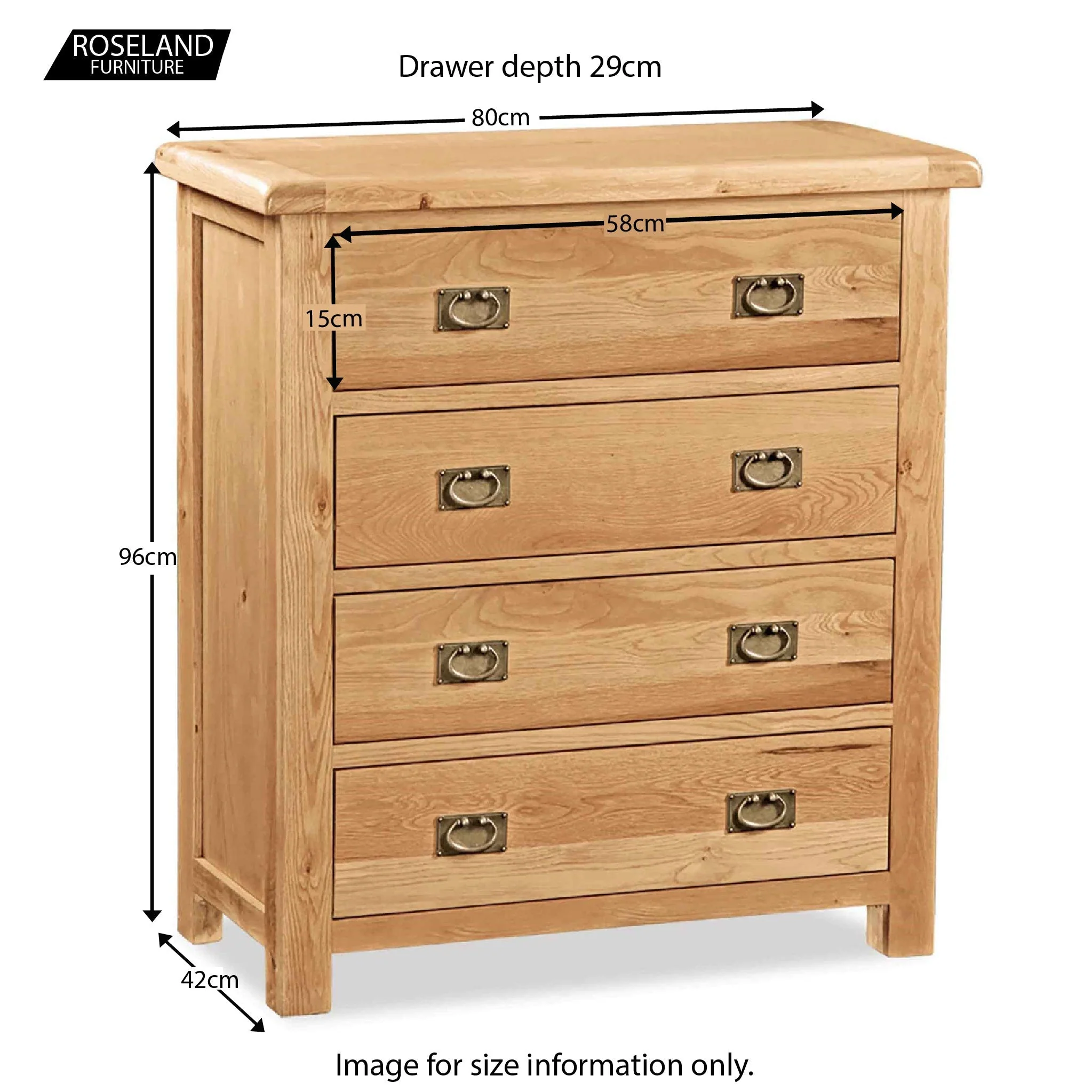Zelah Oak 4 Drawer Chest - Image 17