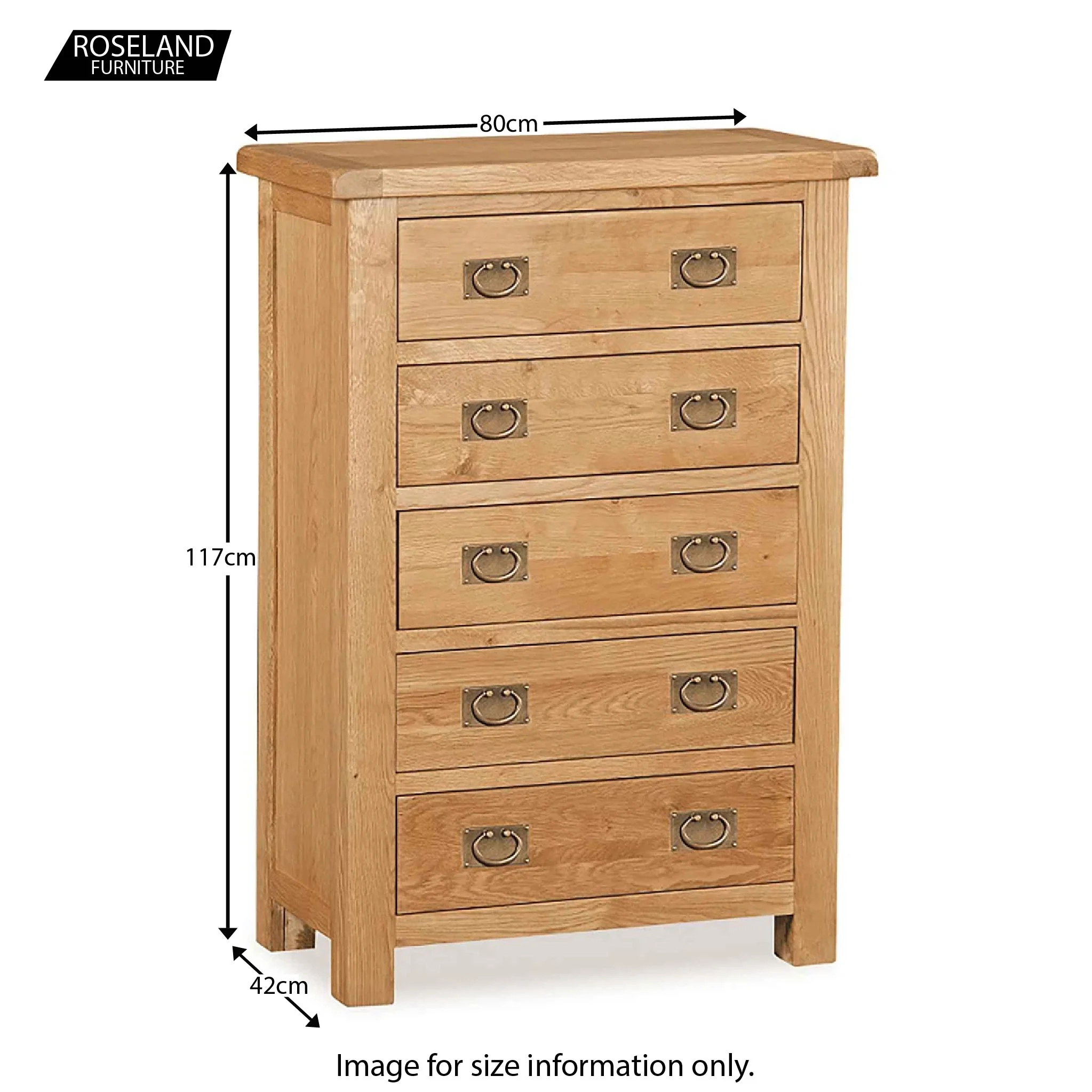 Zelah Oak 5 Drawer Chest - Image 15