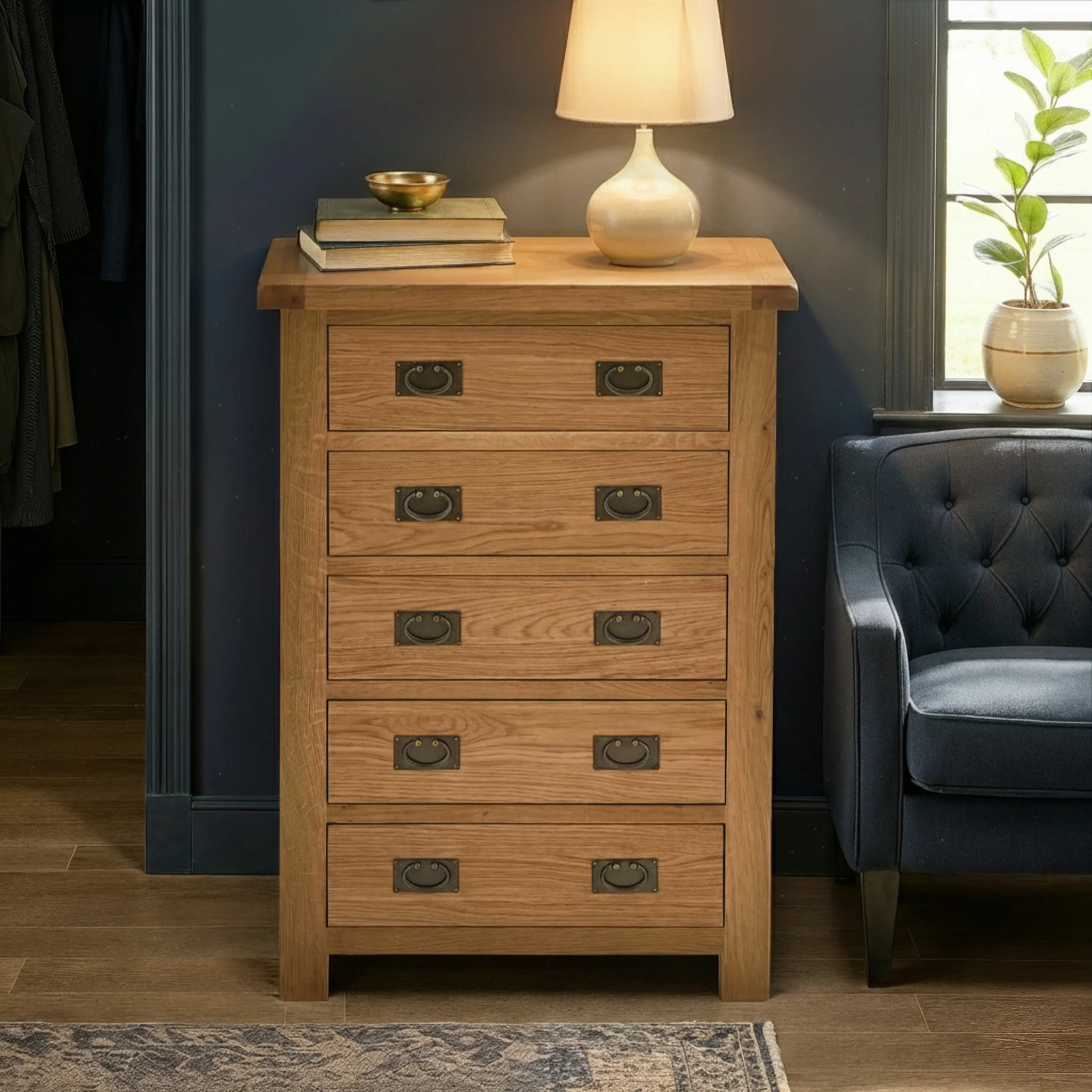 Zelah Oak 5 Drawer Chest - Image 2