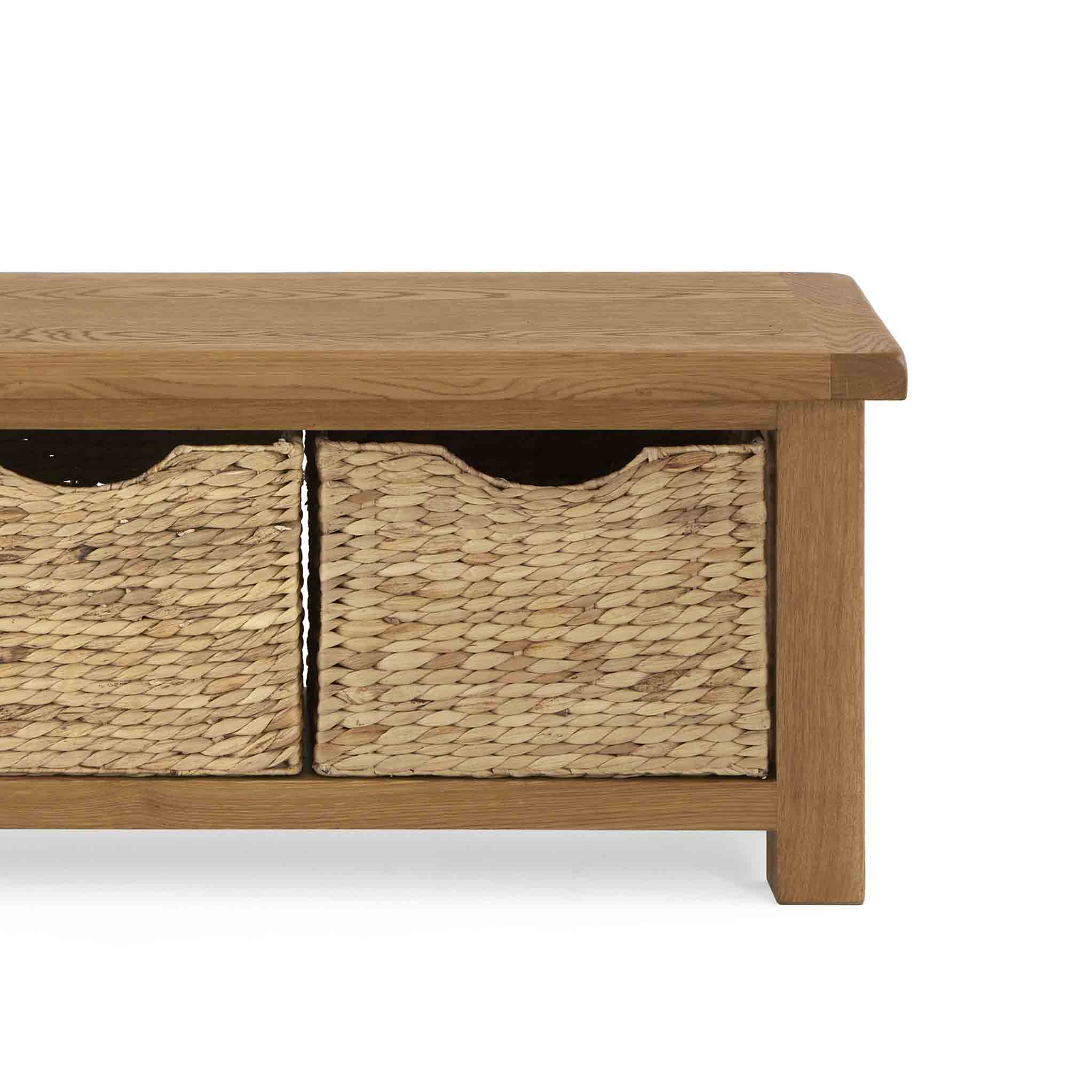 Zelah Oak Bench with Baskets - Image 6