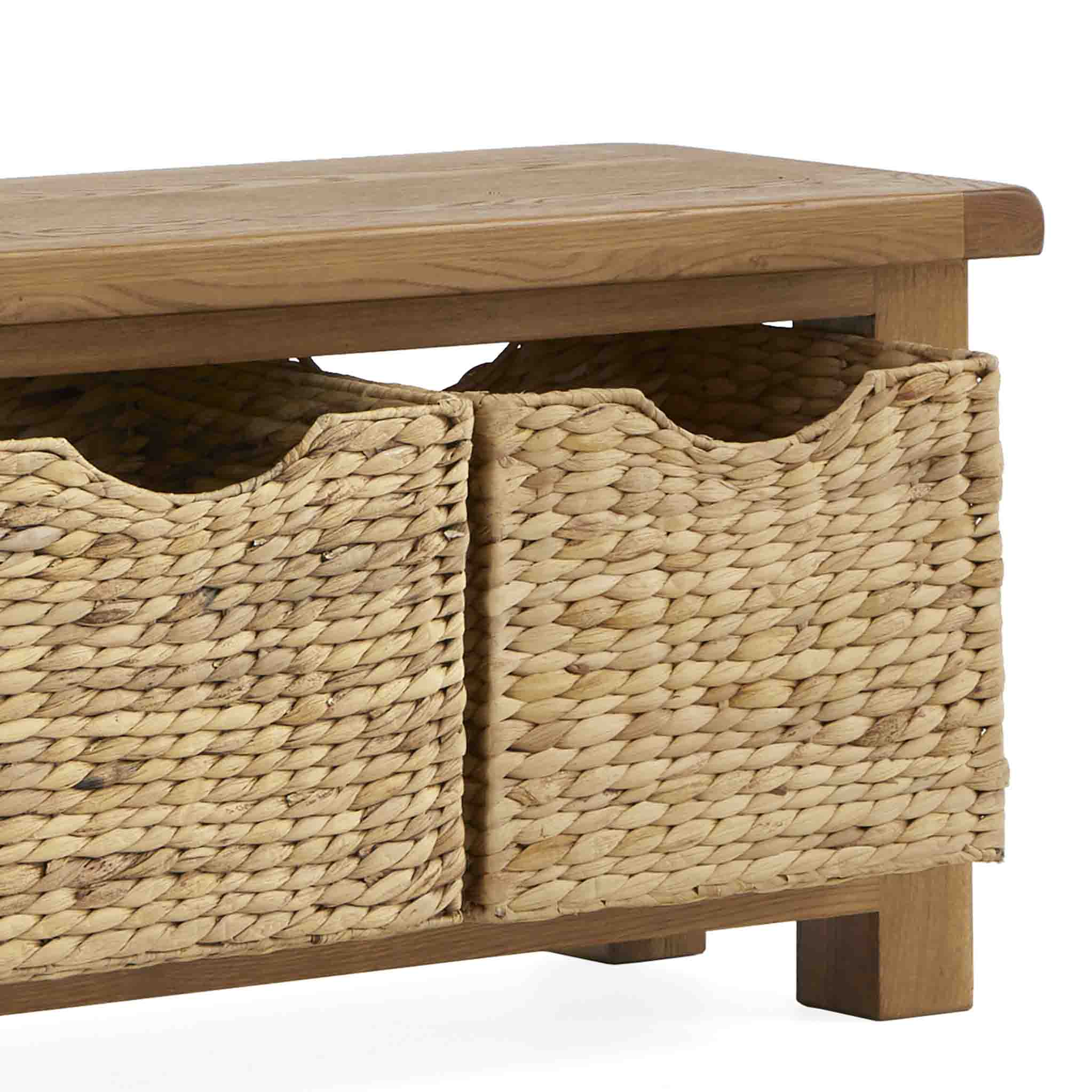Zelah Oak Bench with Baskets - Image 7