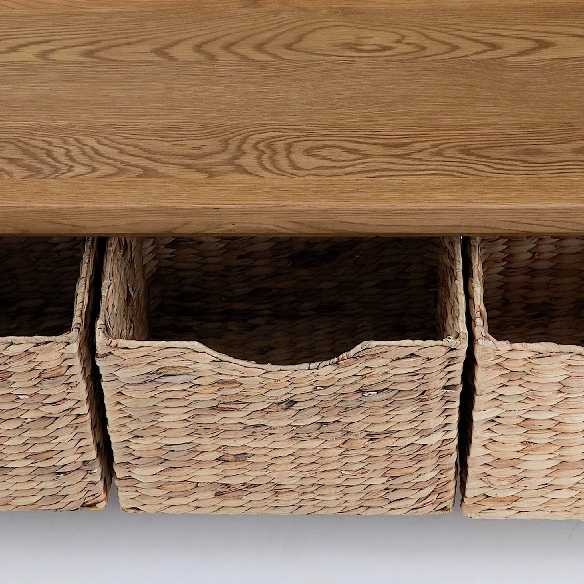 Zelah Oak Bench with Baskets - Image 8