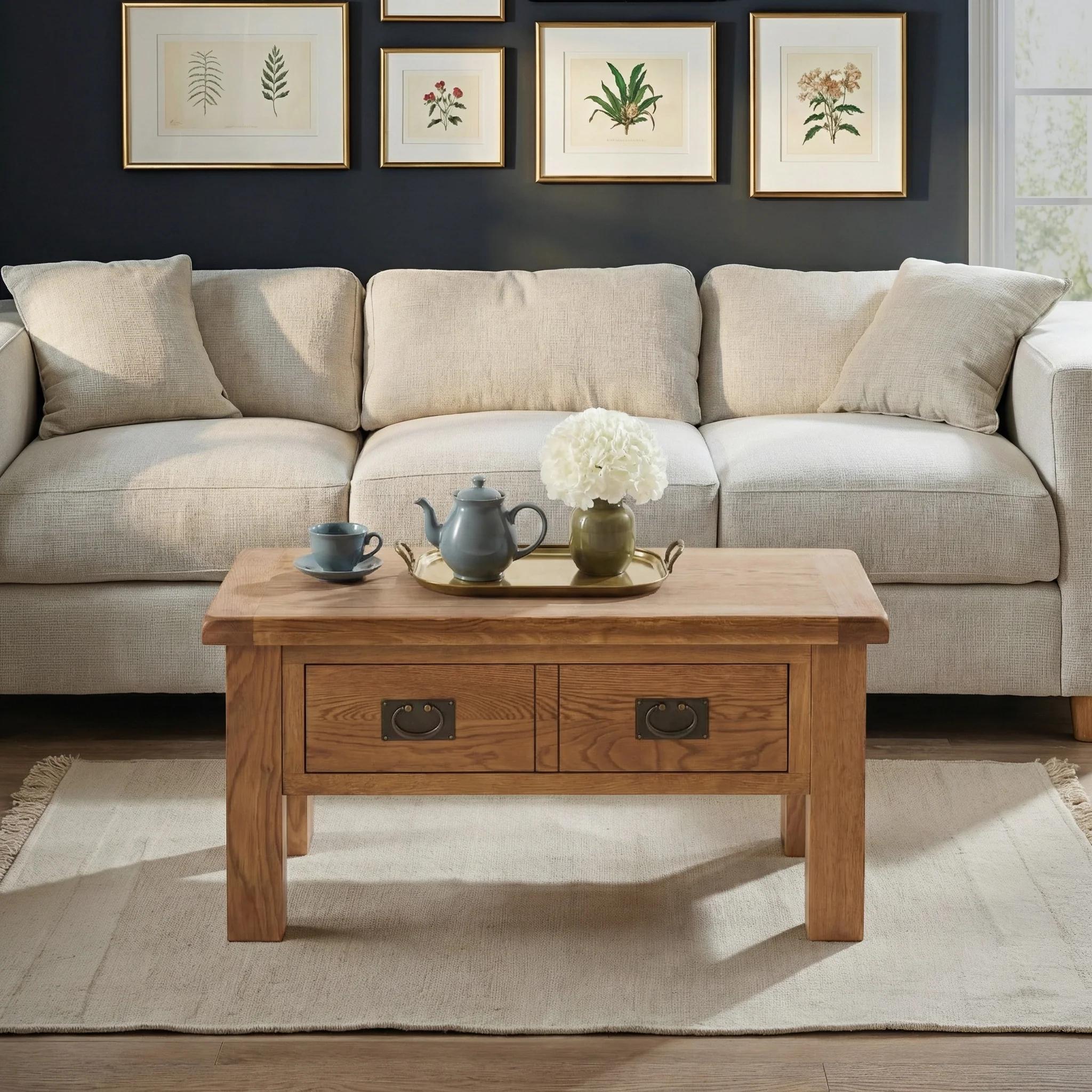 Zelah Oak Coffee Table with Drawer - Image 2