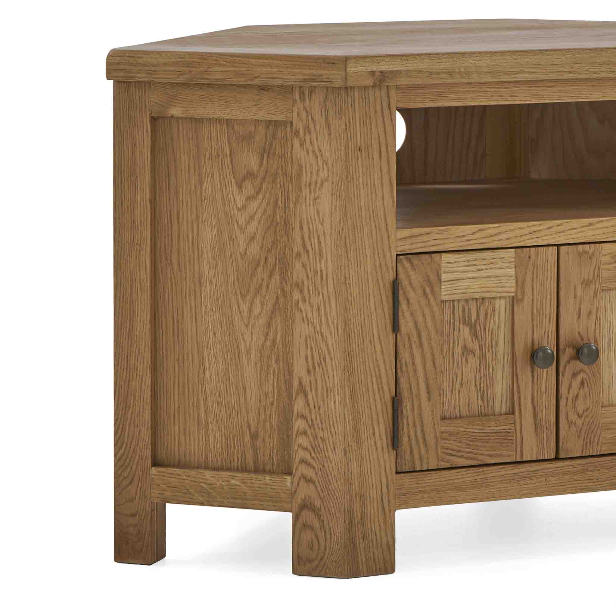 Zelah Oak Corner TV Stand - Image 16