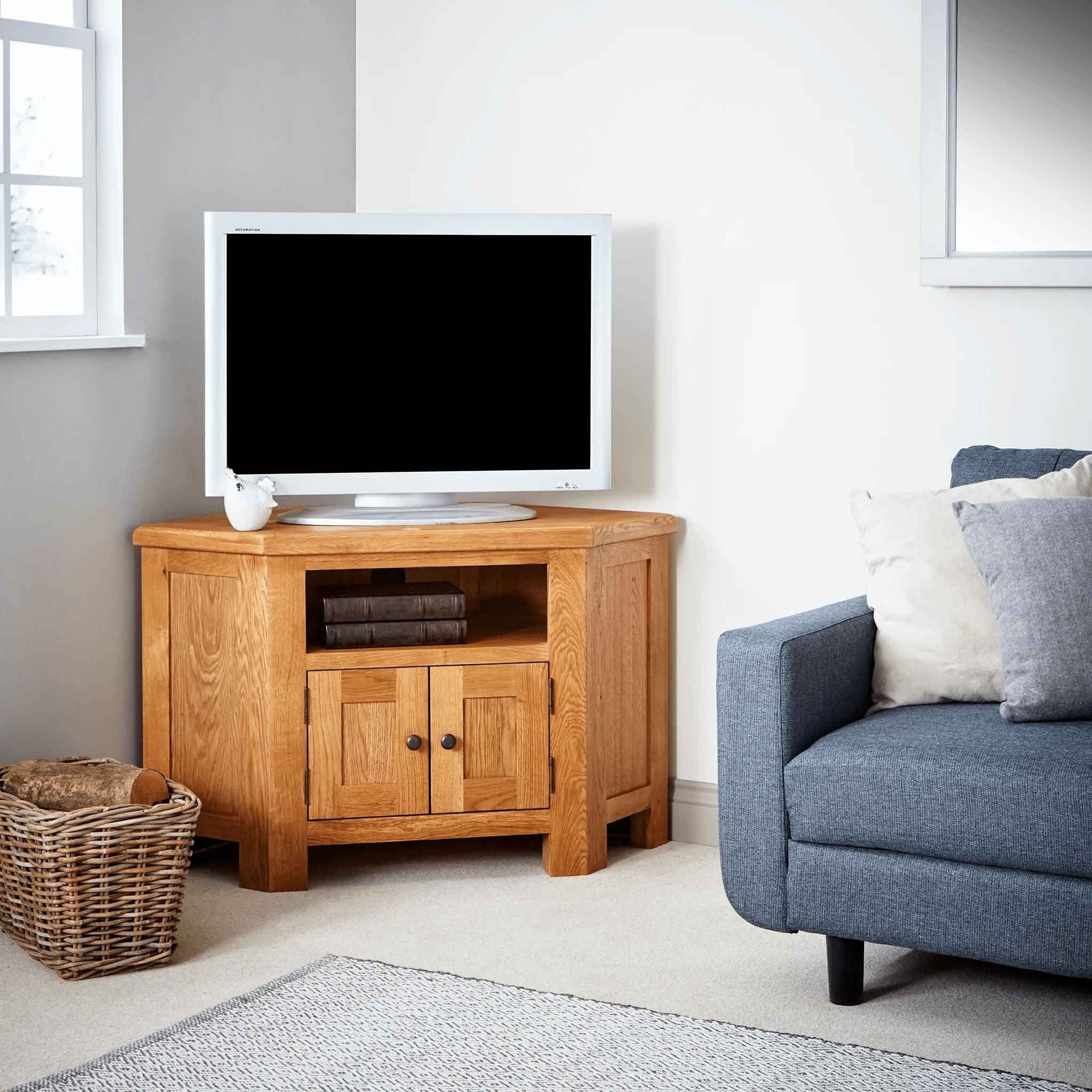 Zelah Oak Corner TV Stand - Image 17