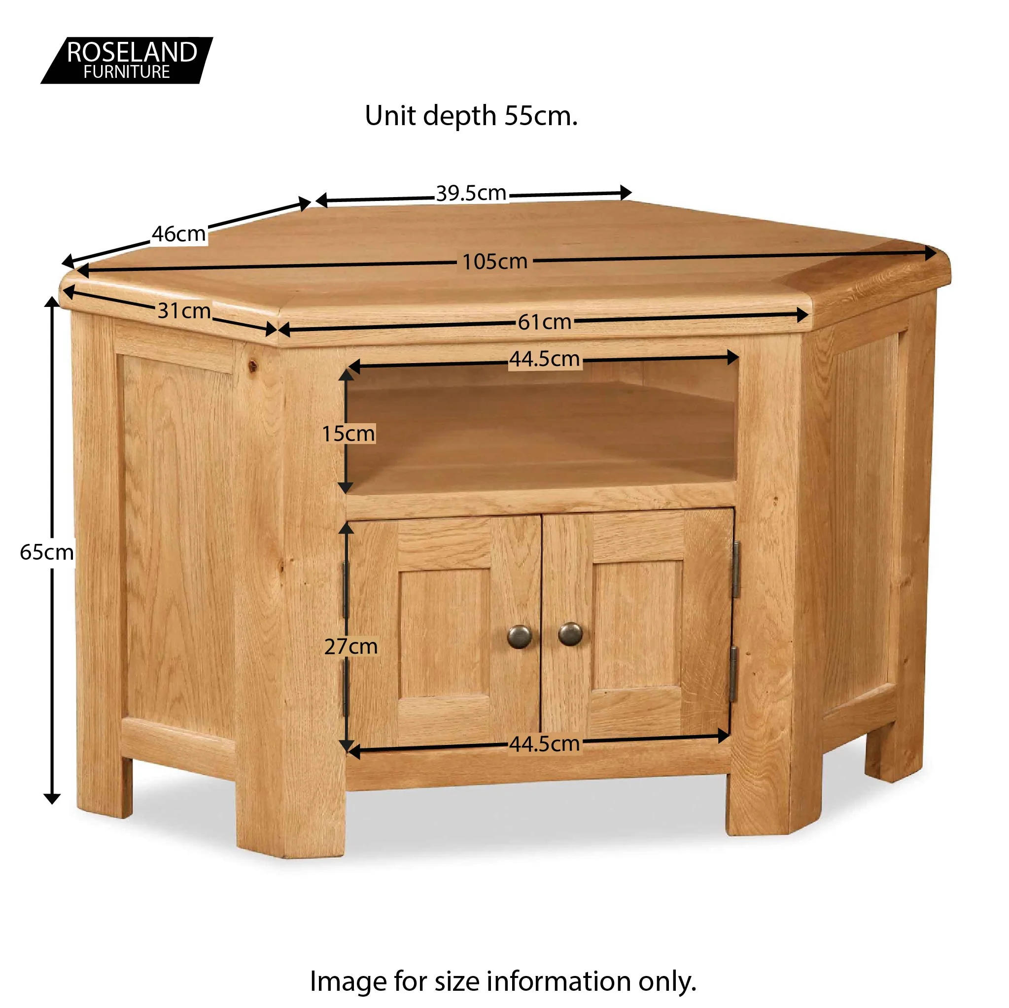 Zelah Oak Corner TV Stand - Image 18
