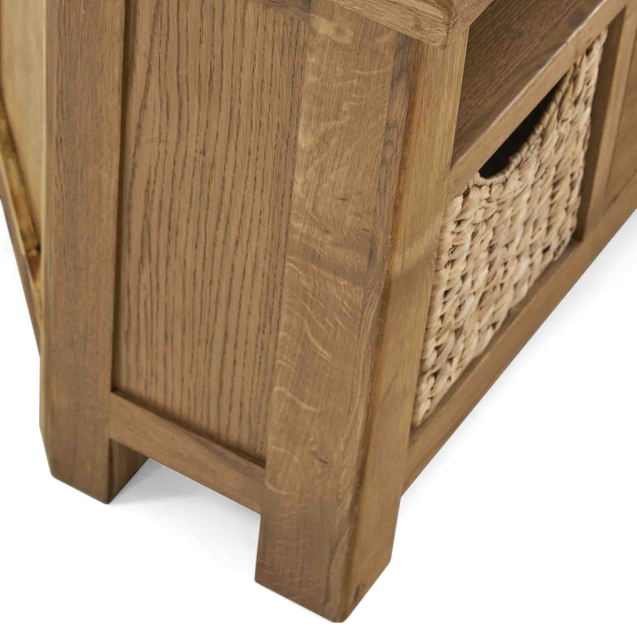 Zelah Oak Corner TV Stand with Baskets - Image 6