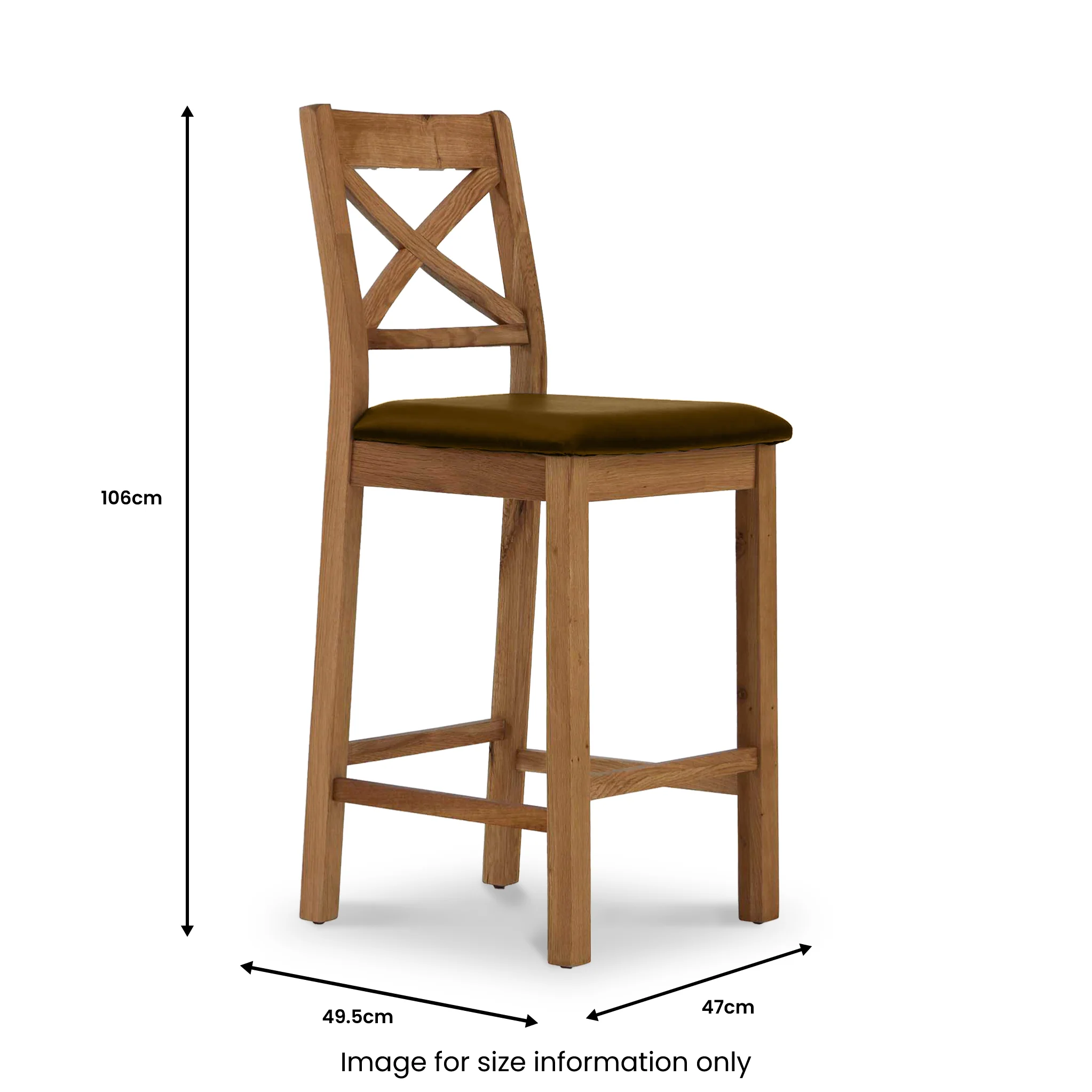 Zelah Oak Cross Back Bar Stool - Image 11