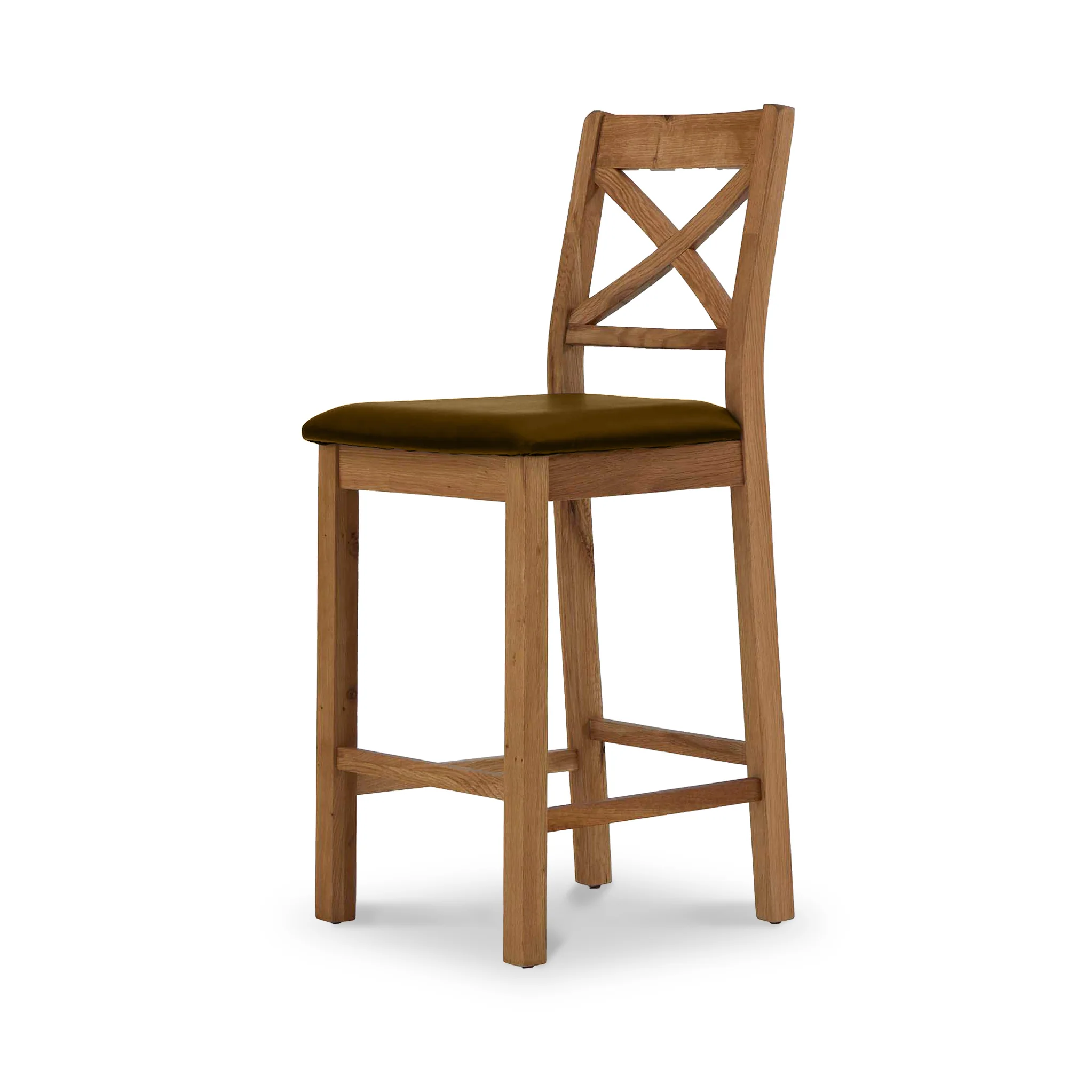 Zelah Oak Cross Back Bar Stool - Image 3