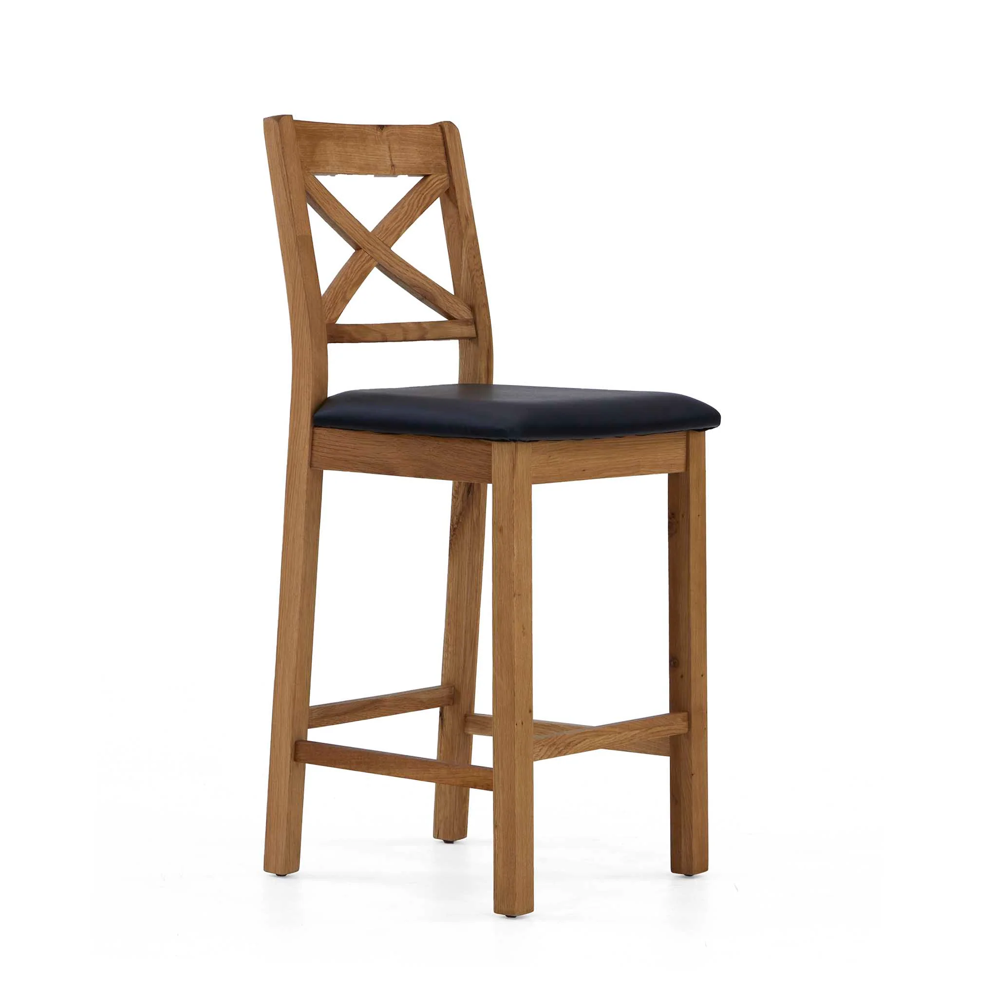 Zelah Oak Cross Back Bar Stool - Image 4
