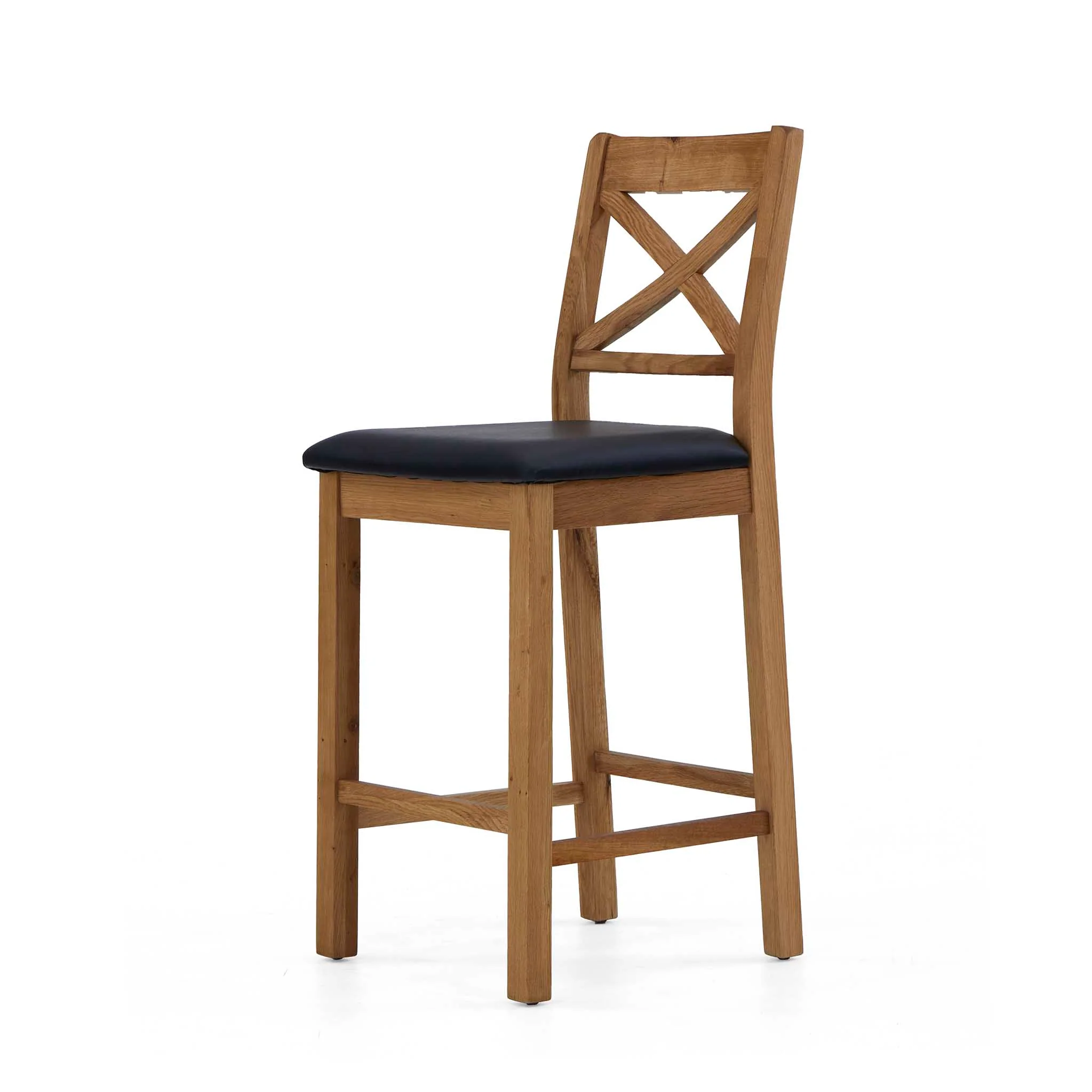 Zelah Oak Cross Back Bar Stool - Image 6