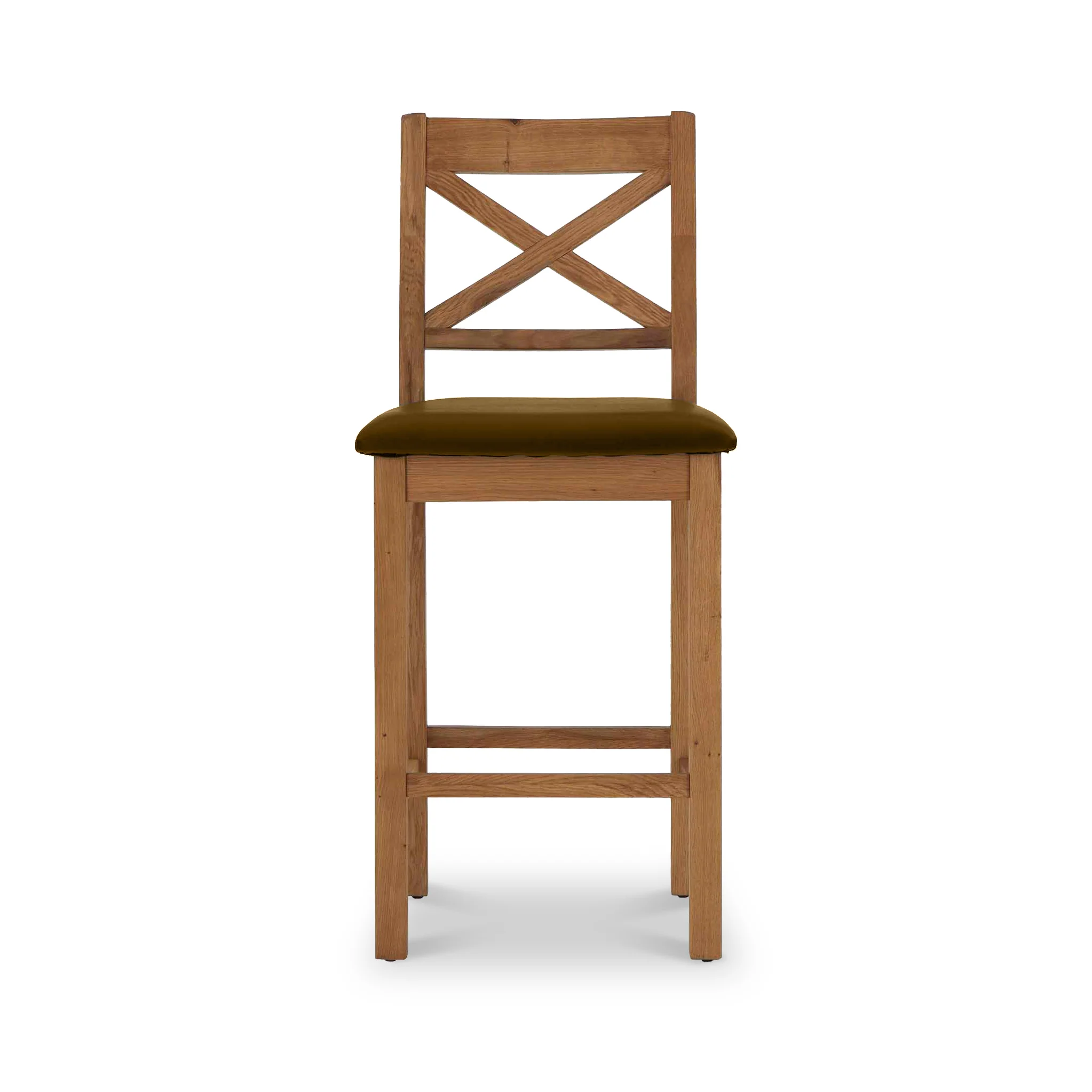 Zelah Oak Cross Back Bar Stool - Image 7