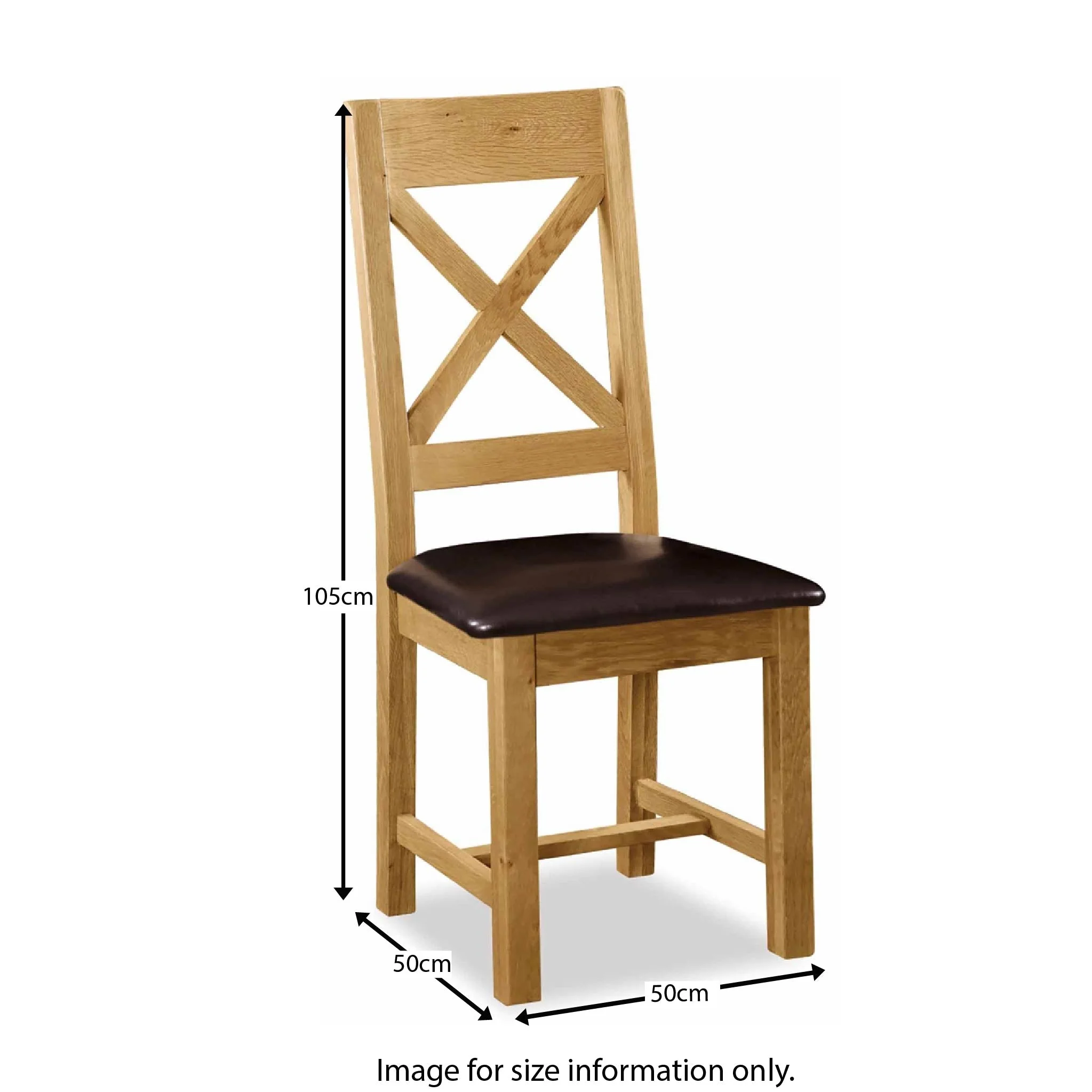 Zelah Oak Cross-Back Dining Chair with Padded Seat - Image 9