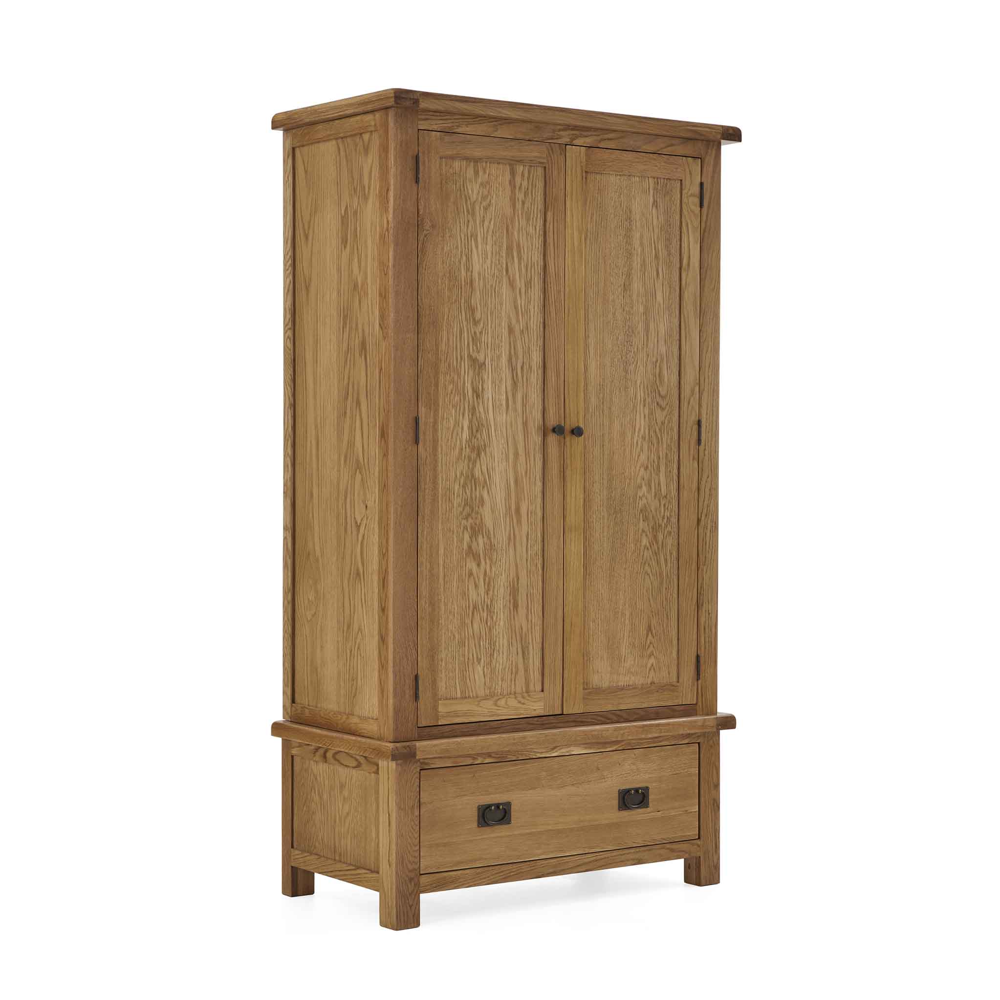 Zelah Oak Double Wardrobe with Drawer