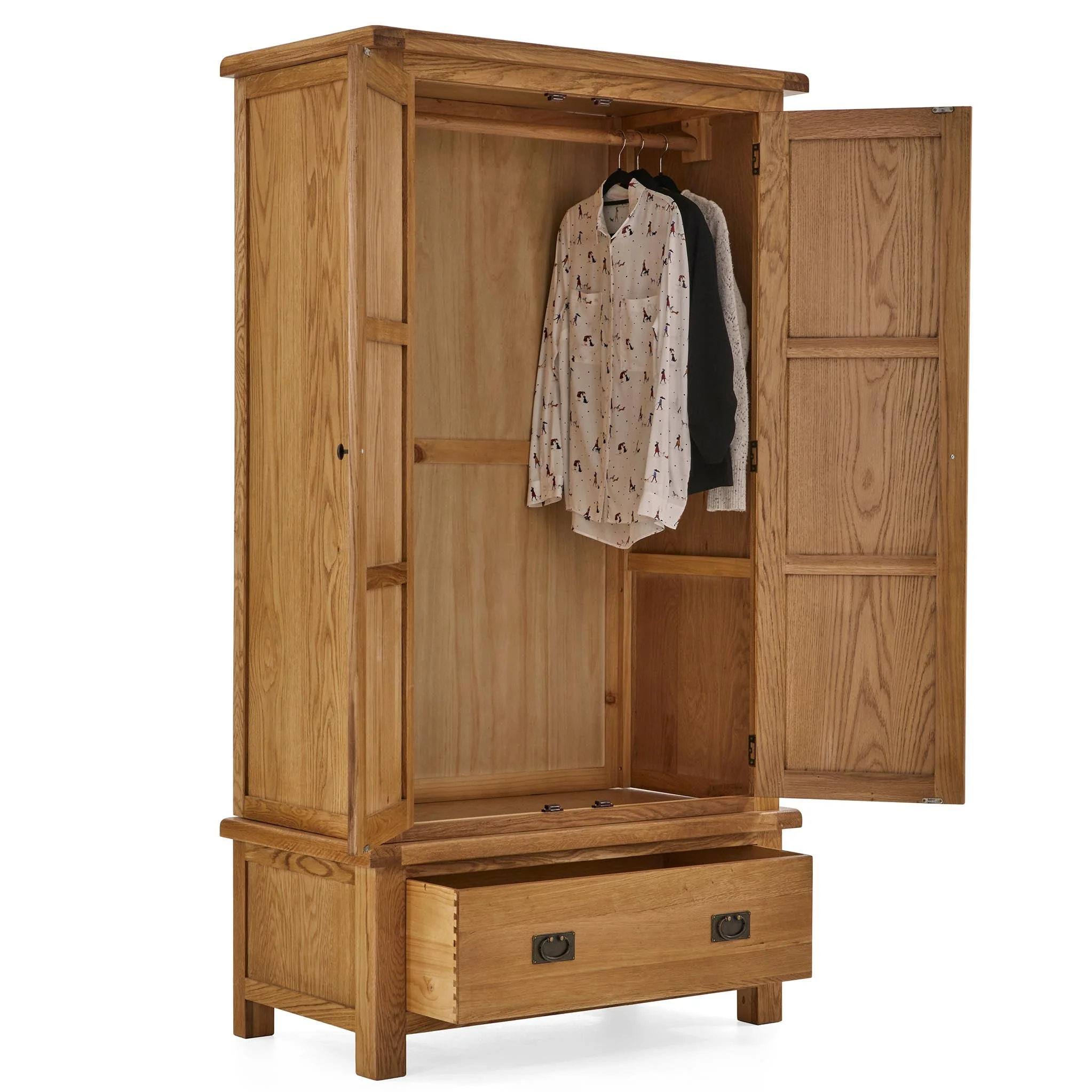 Zelah Oak Double Wardrobe with Drawer - Image 10