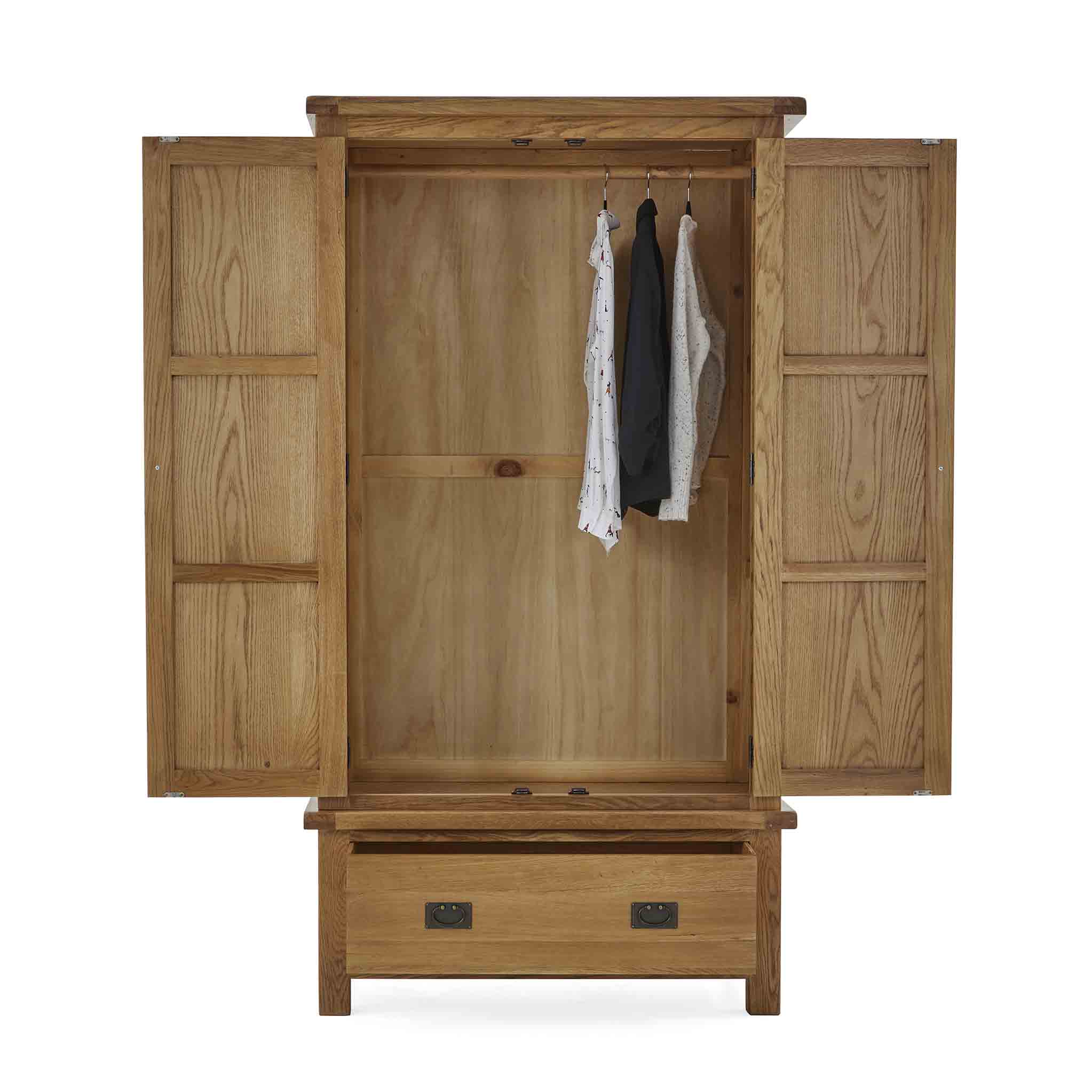 Zelah Oak Double Wardrobe with Drawer - Image 11