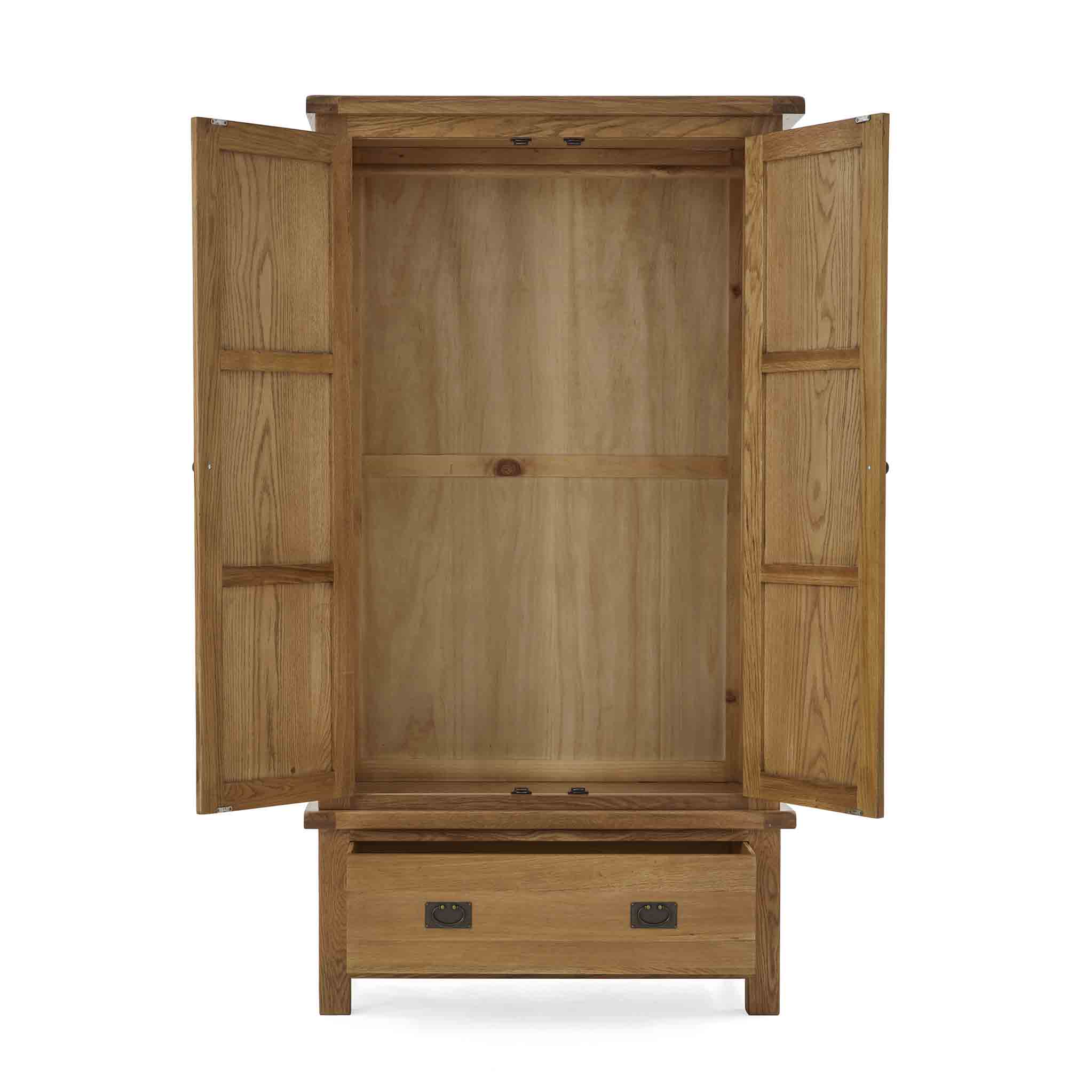 Zelah Oak Double Wardrobe with Drawer - Image 12