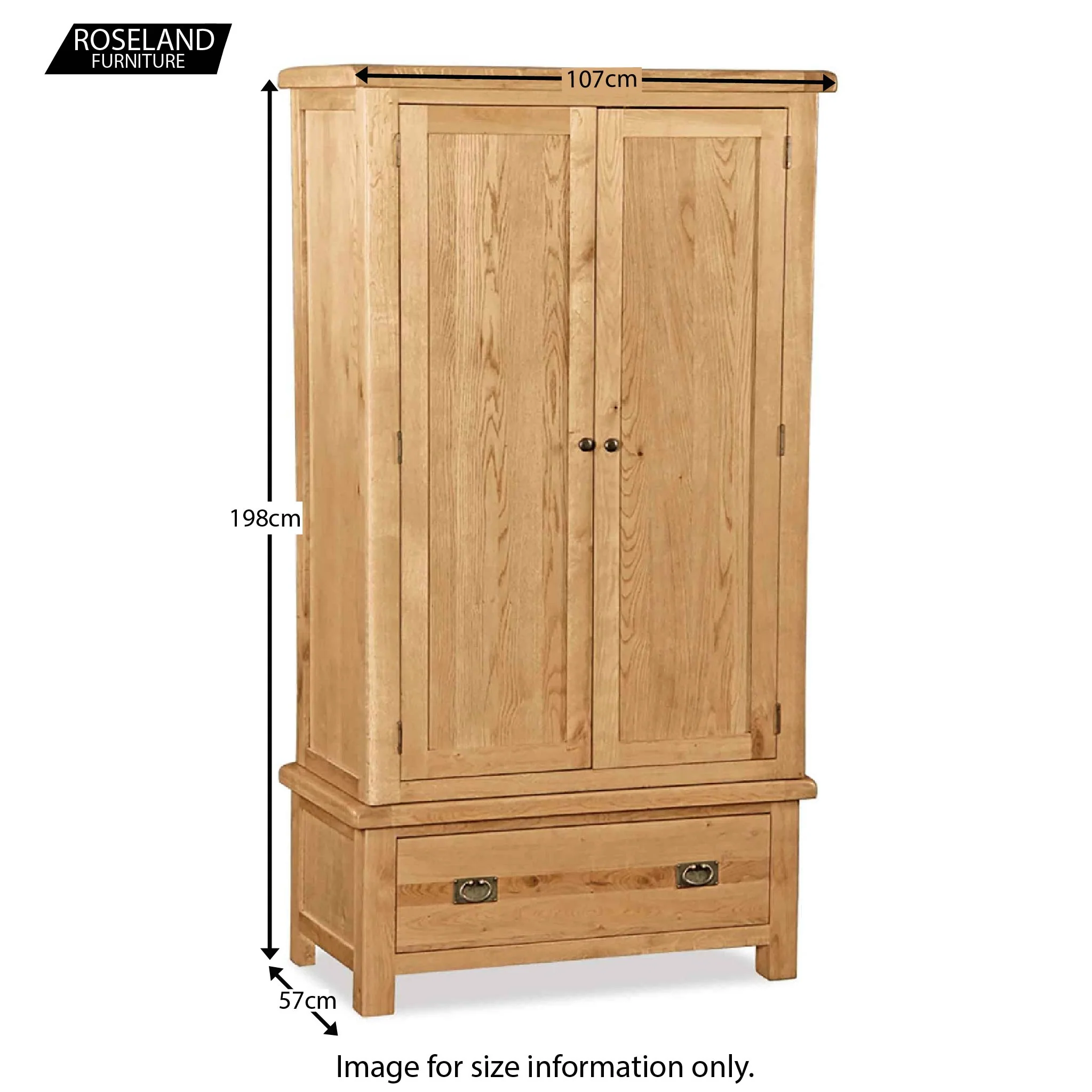 Zelah Oak Double Wardrobe with Drawer - Image 22