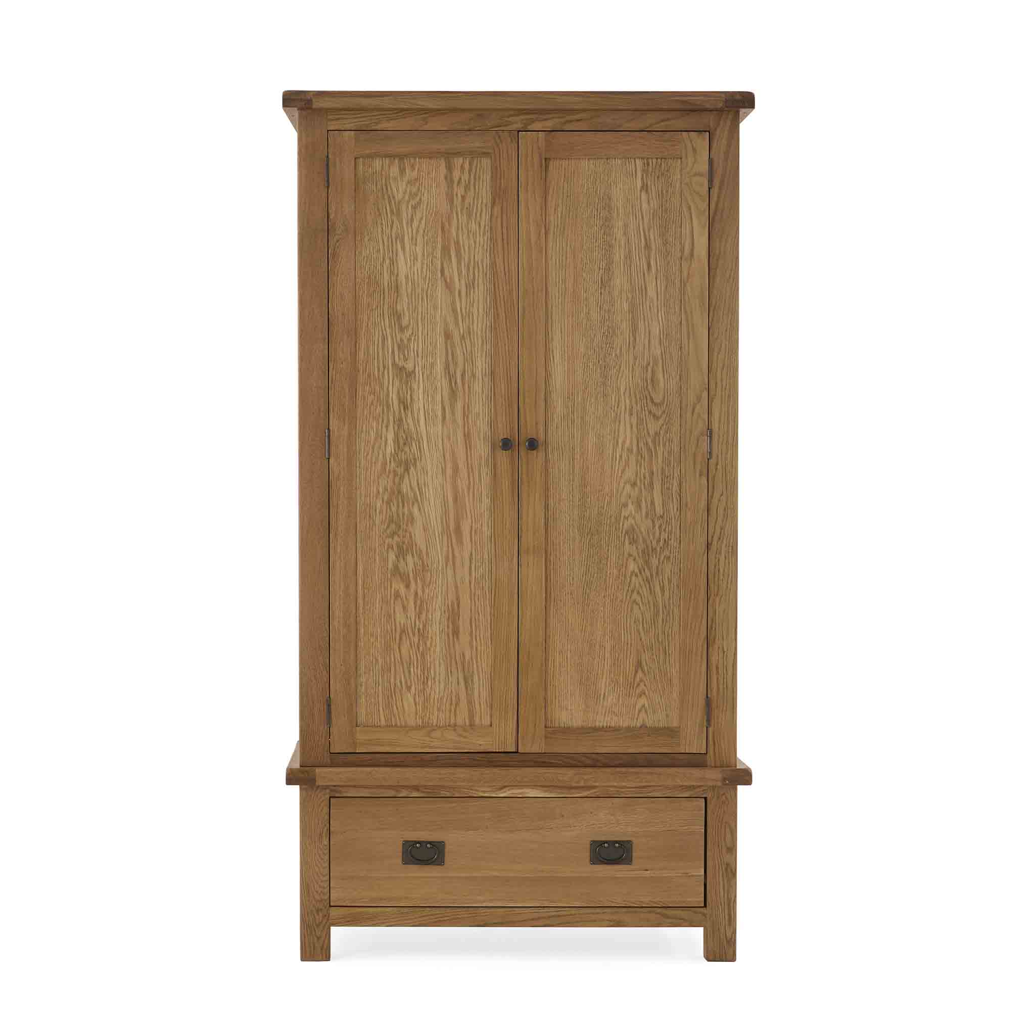 Zelah Oak Double Wardrobe with Drawer - Image 3