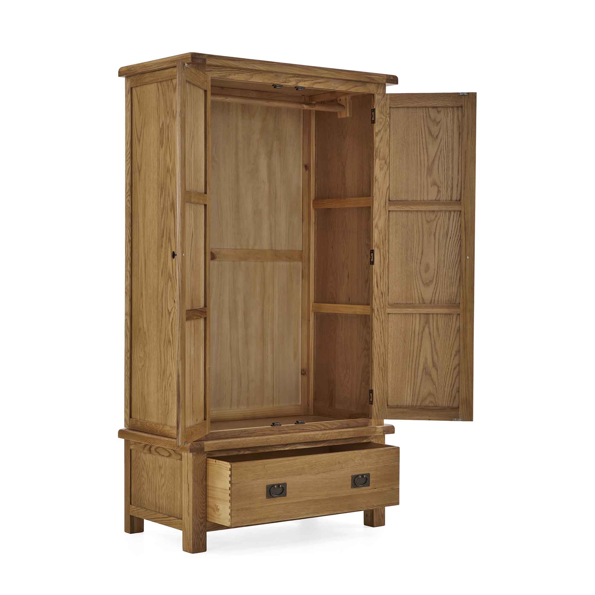 Zelah Oak Double Wardrobe with Drawer - Image 5