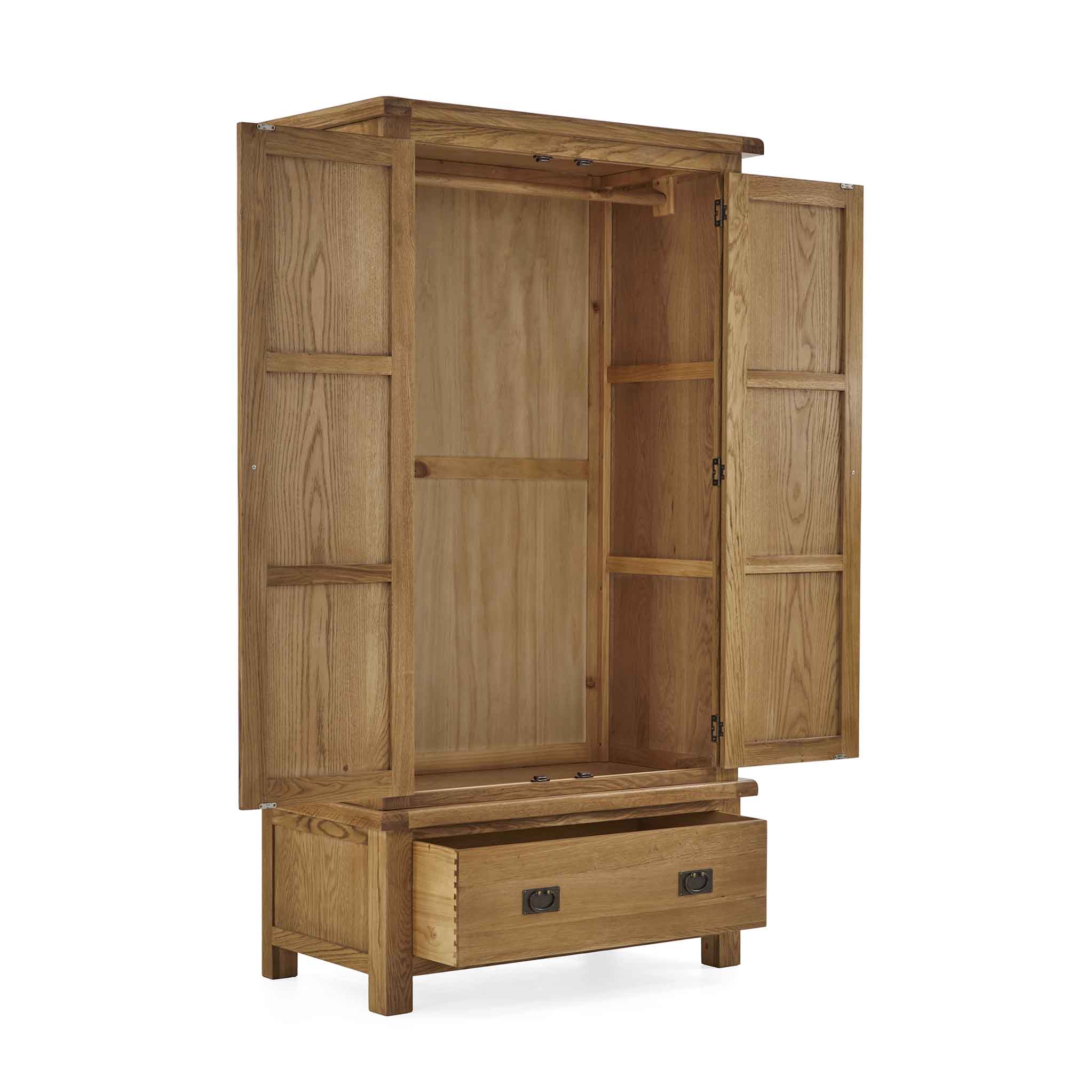 Zelah Oak Double Wardrobe with Drawer - Image 6