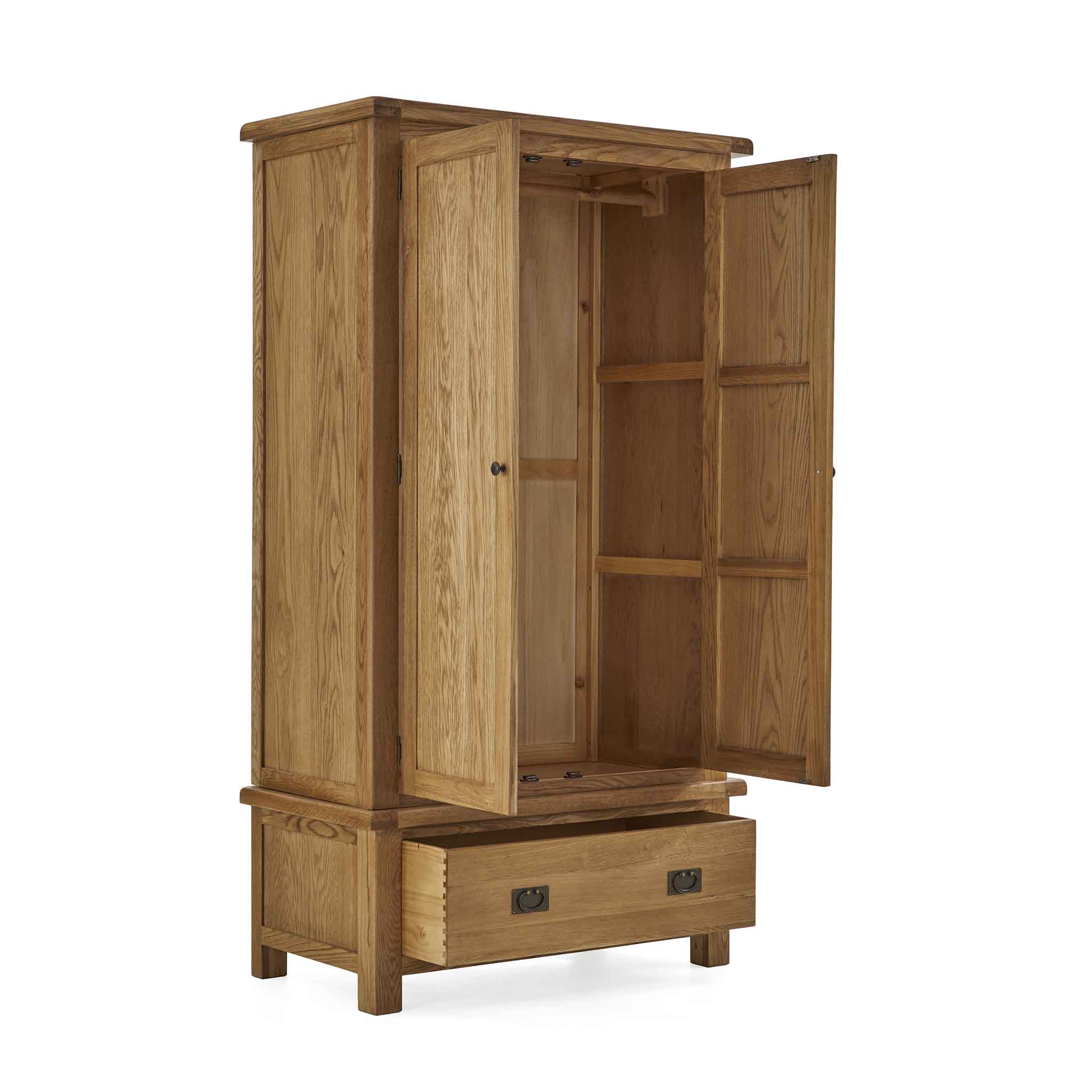 Zelah Oak Double Wardrobe with Drawer - Image 7