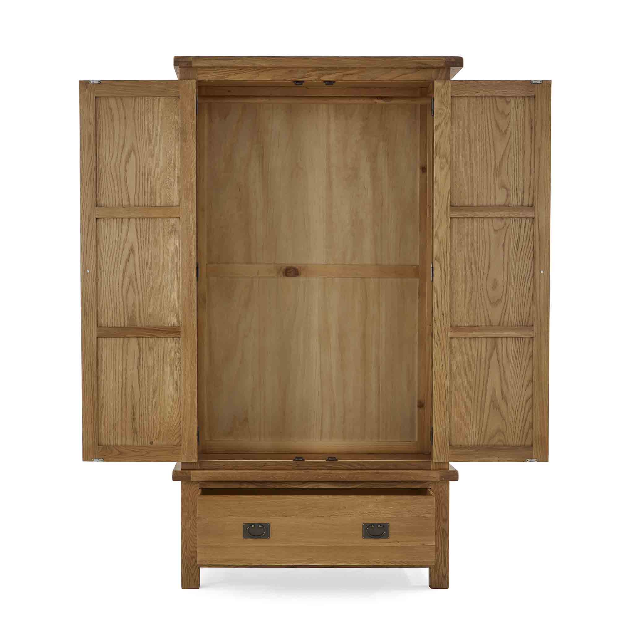 Zelah Oak Double Wardrobe with Drawer - Image 9