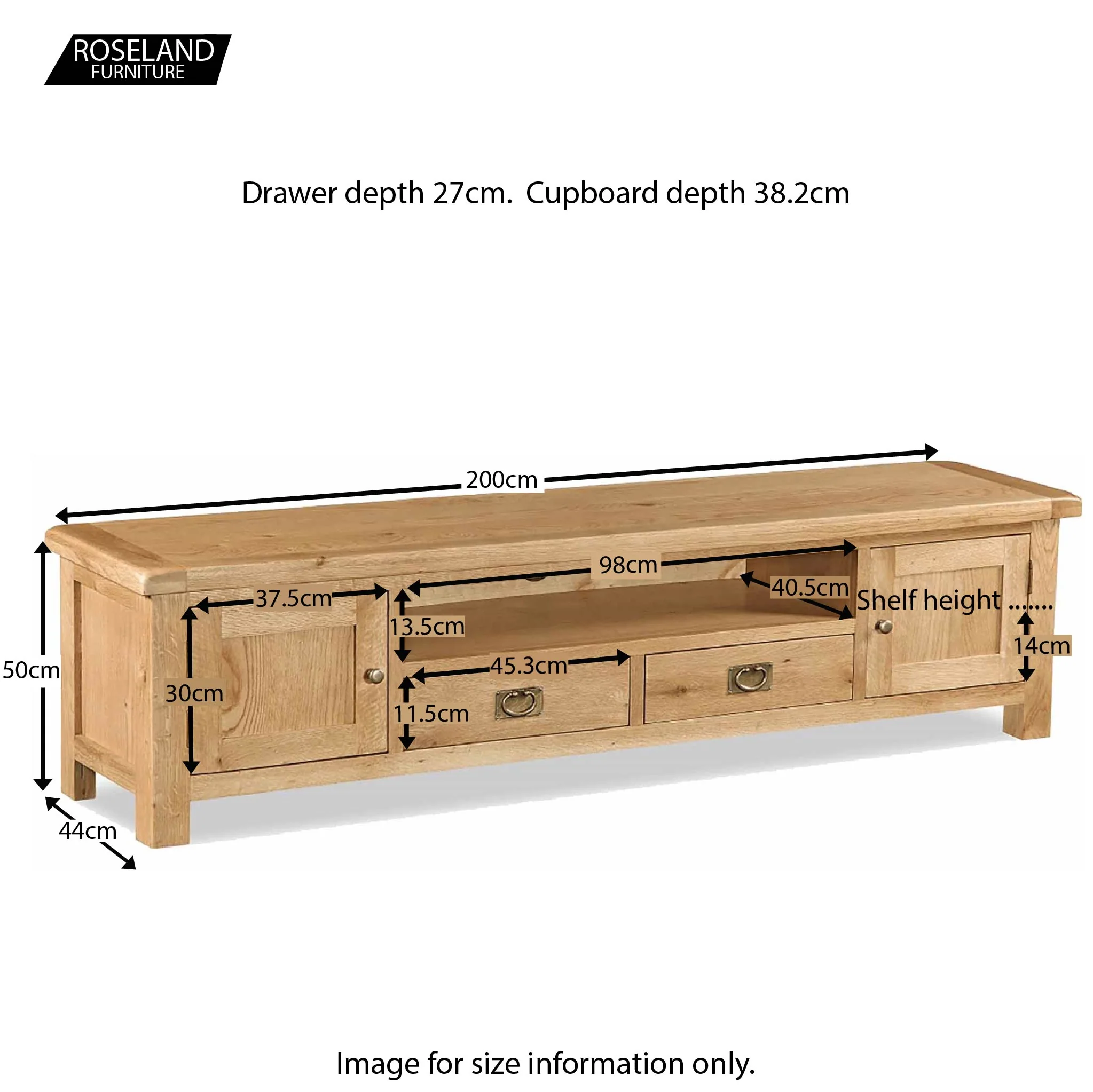Zelah Oak Extra Wide TV Unit 200cm - Image 20