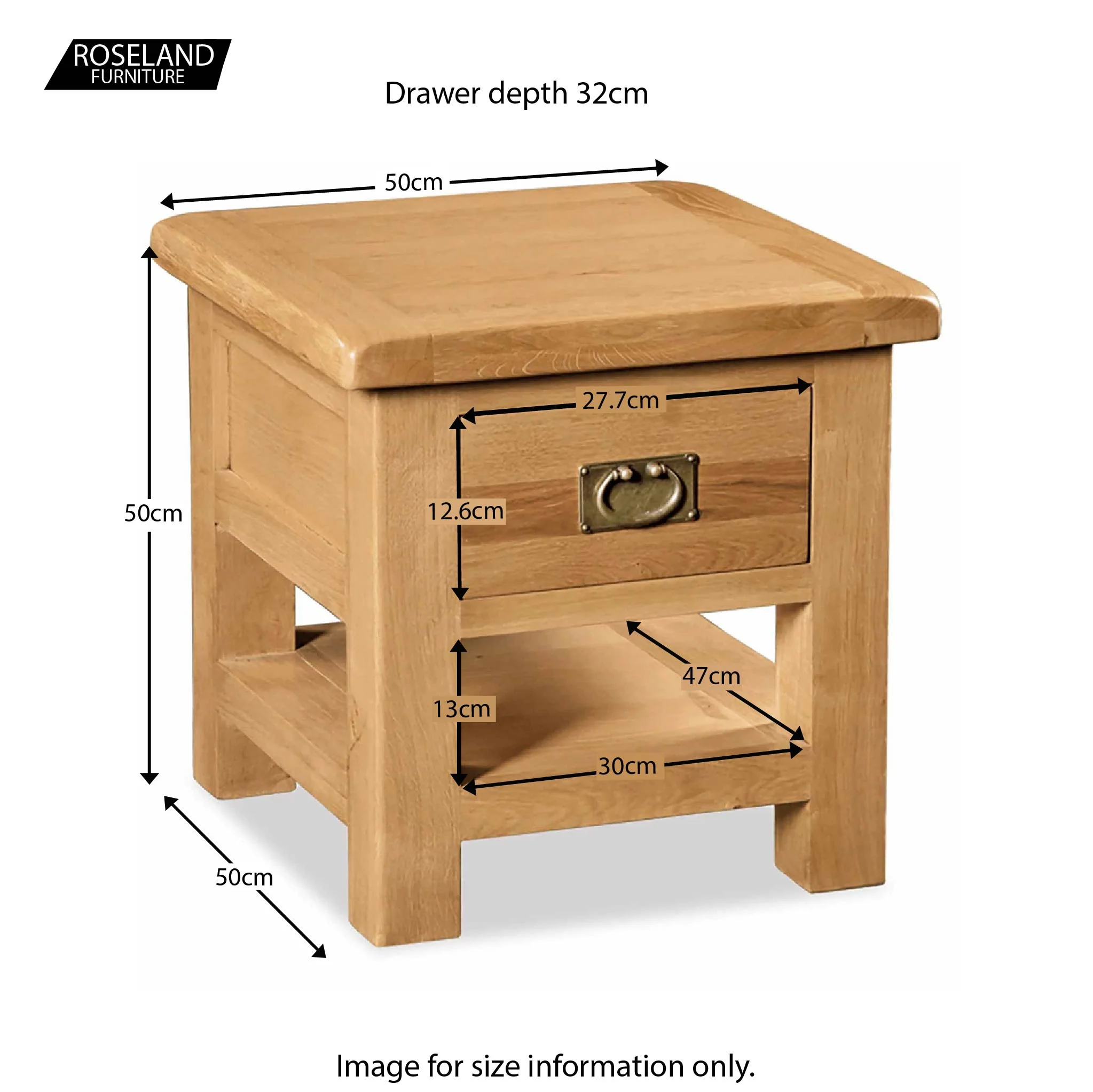 Zelah Oak Lamp Table with Drawer - Image 13