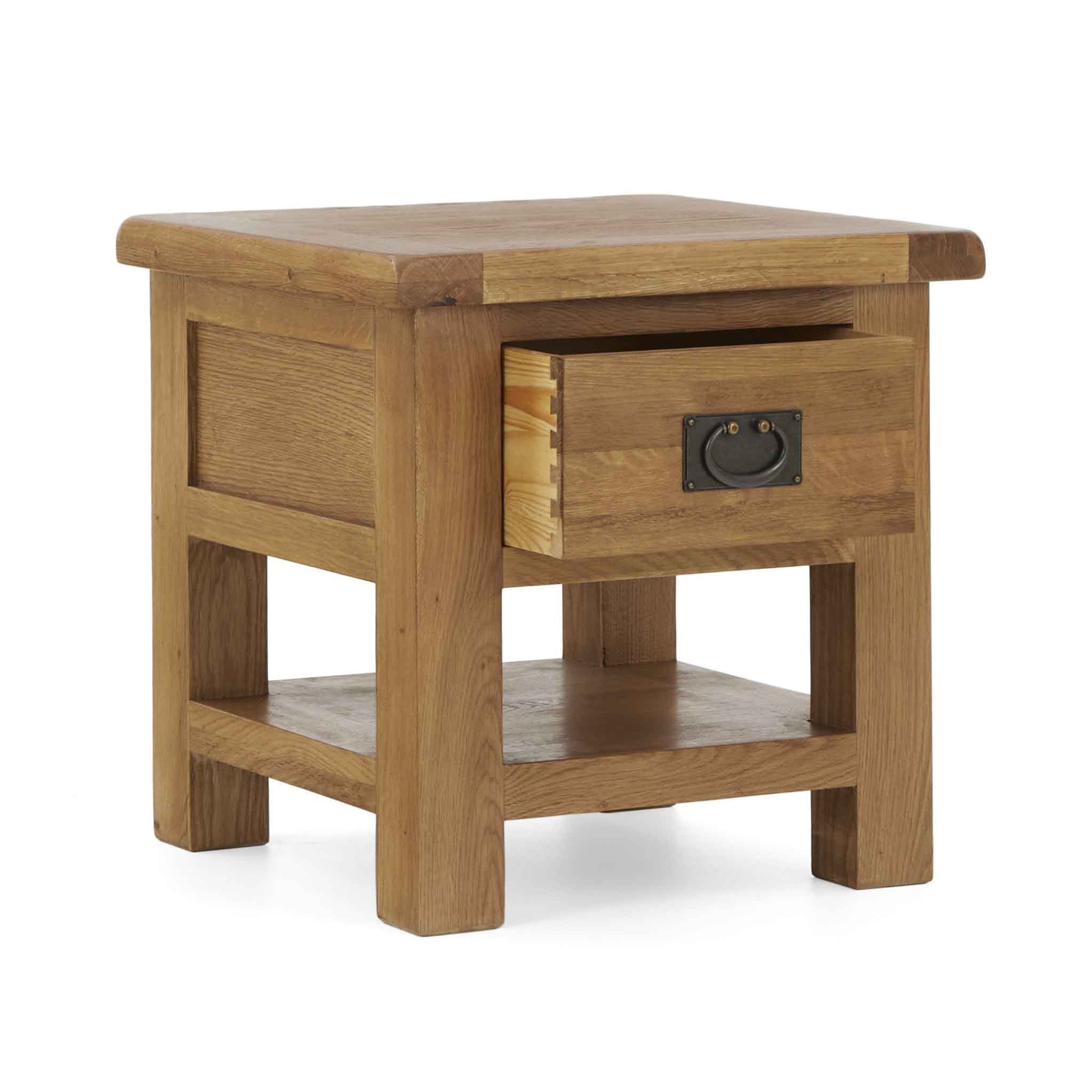 Zelah Oak Lamp Table with Drawer - Image 4