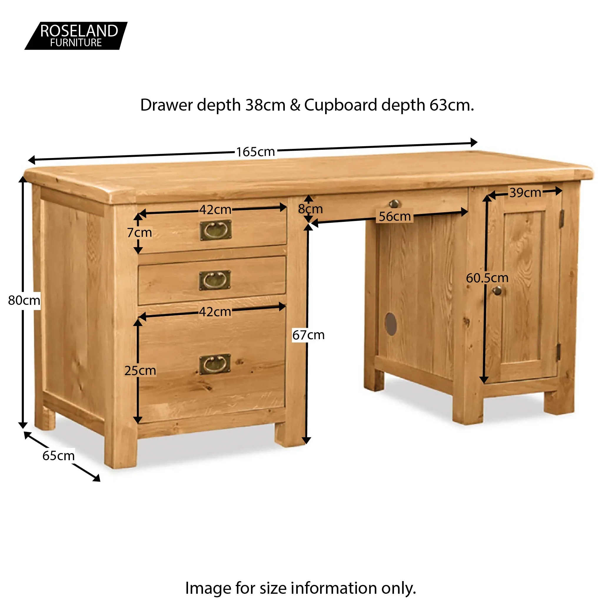 Zelah Oak Large Computer Desk - Image 21