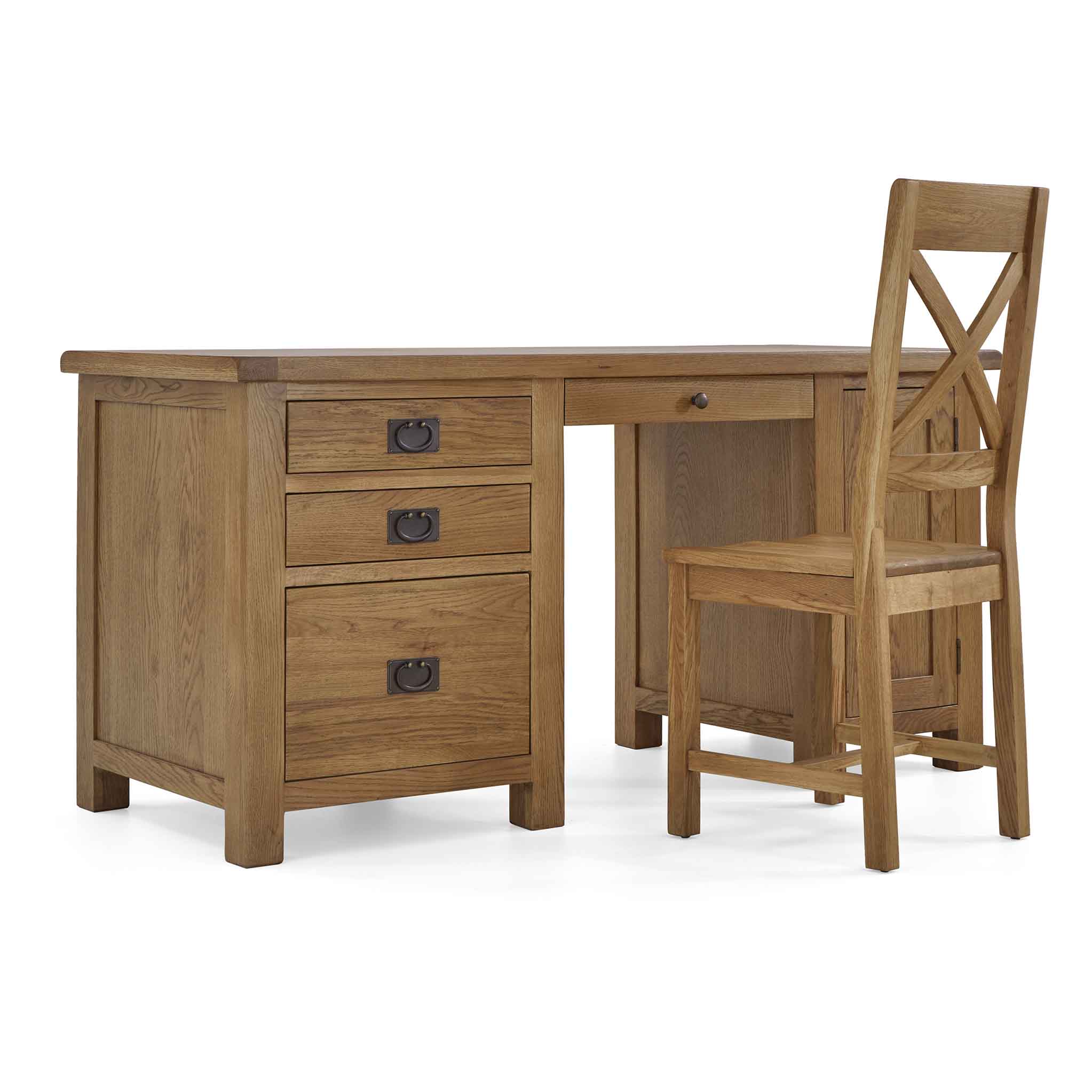 Zelah Oak Large Computer Desk - Image 4