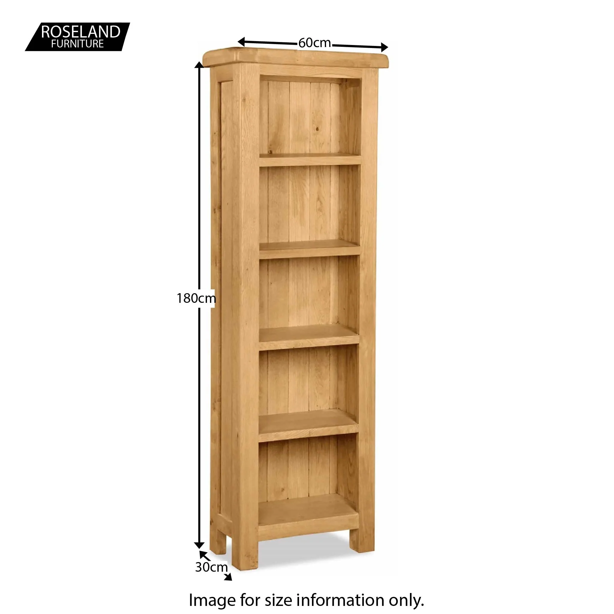 Zelah Oak Narrow Bookcase - Image 12