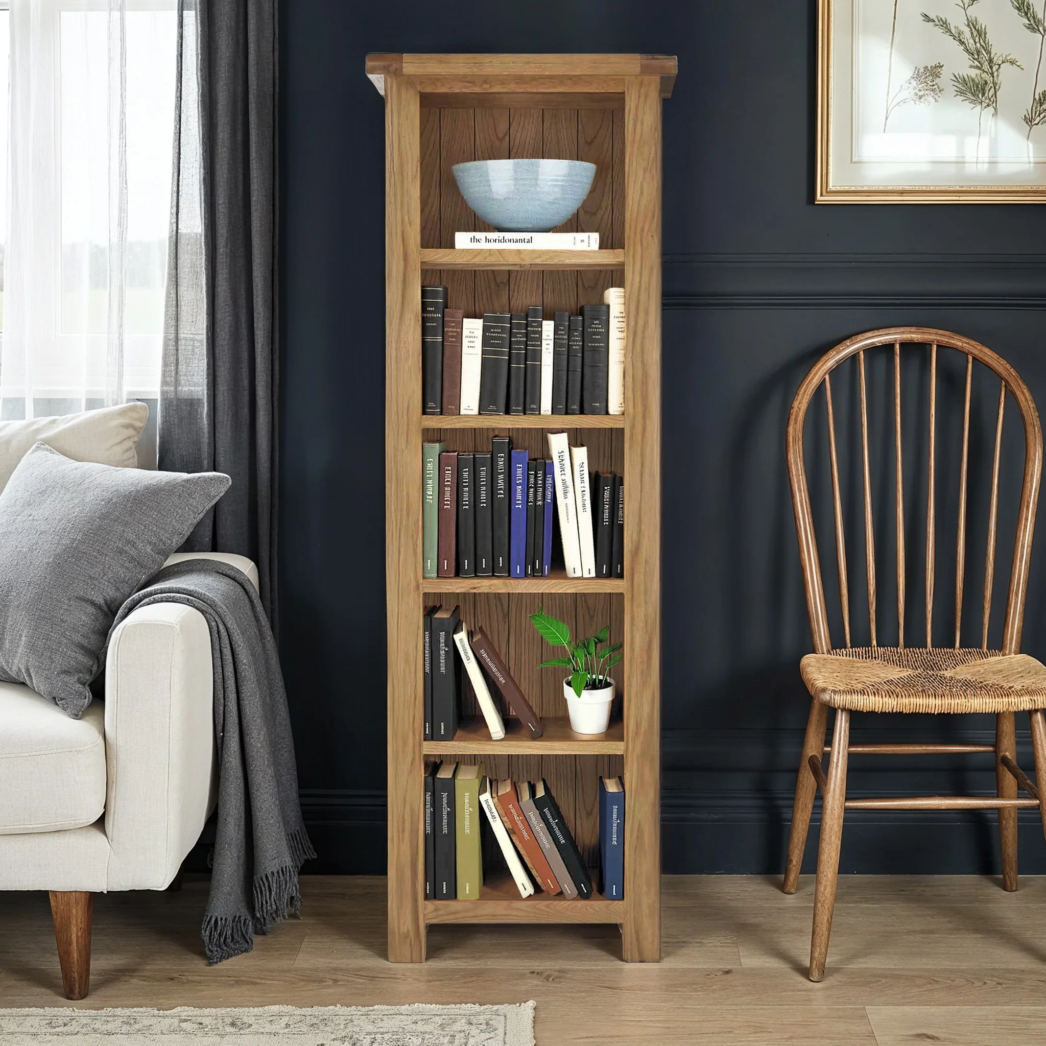 Zelah Oak Narrow Bookcase - Image 2