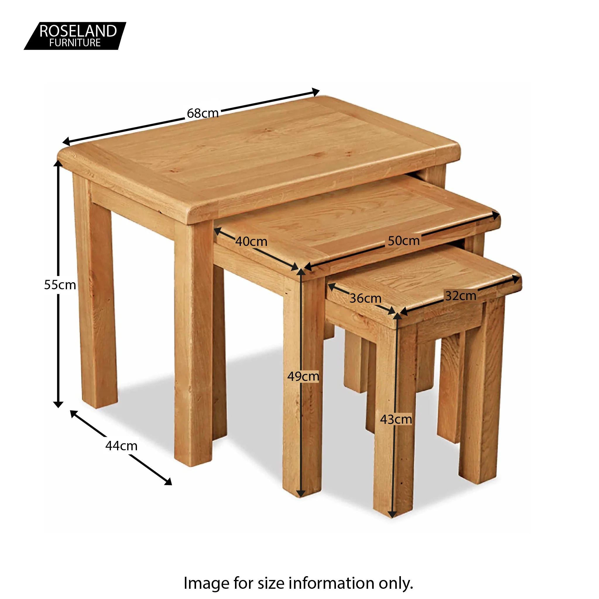 Zelah Oak Nest of Tables - Image 17