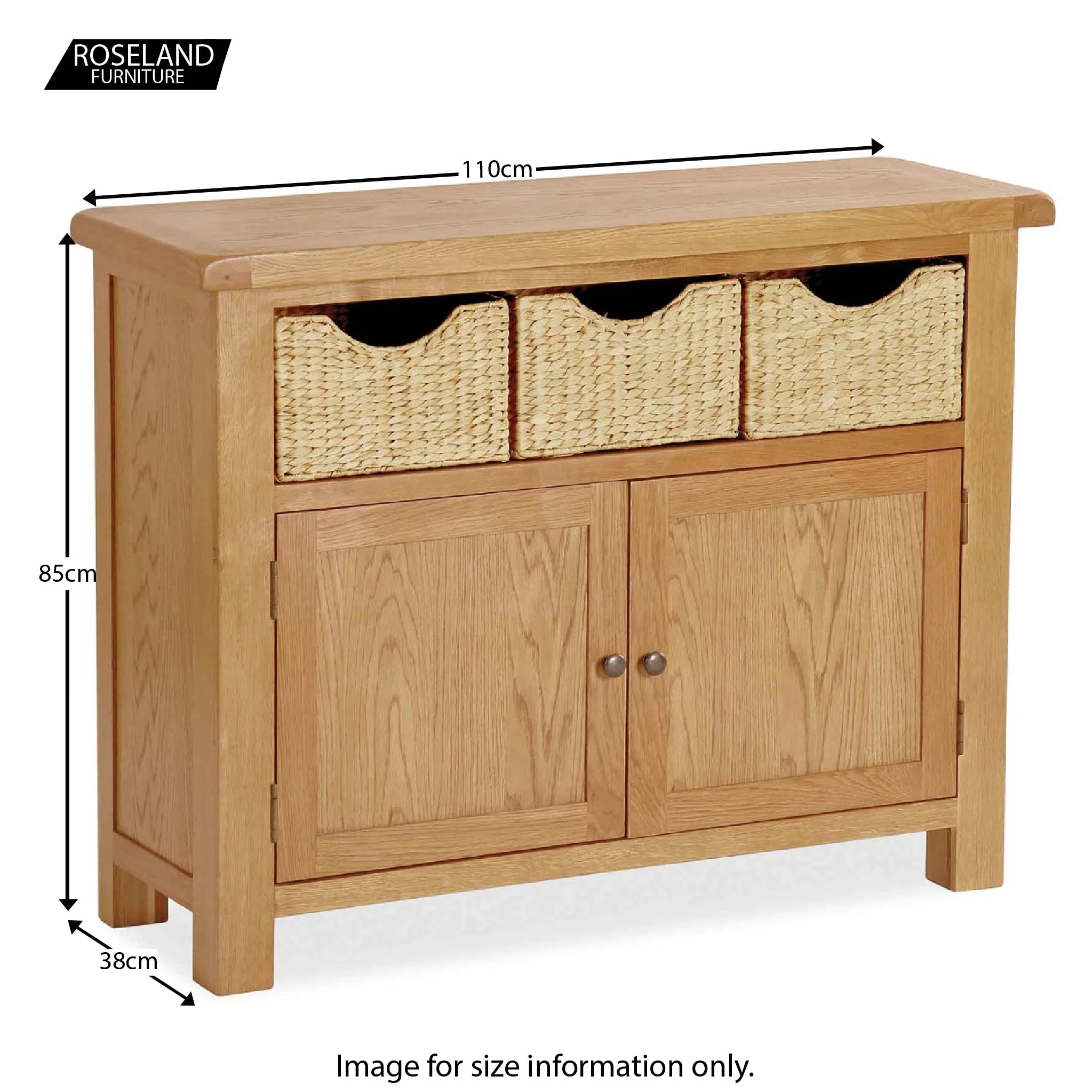 Zelah Oak Sideboard with Baskets - Image 6