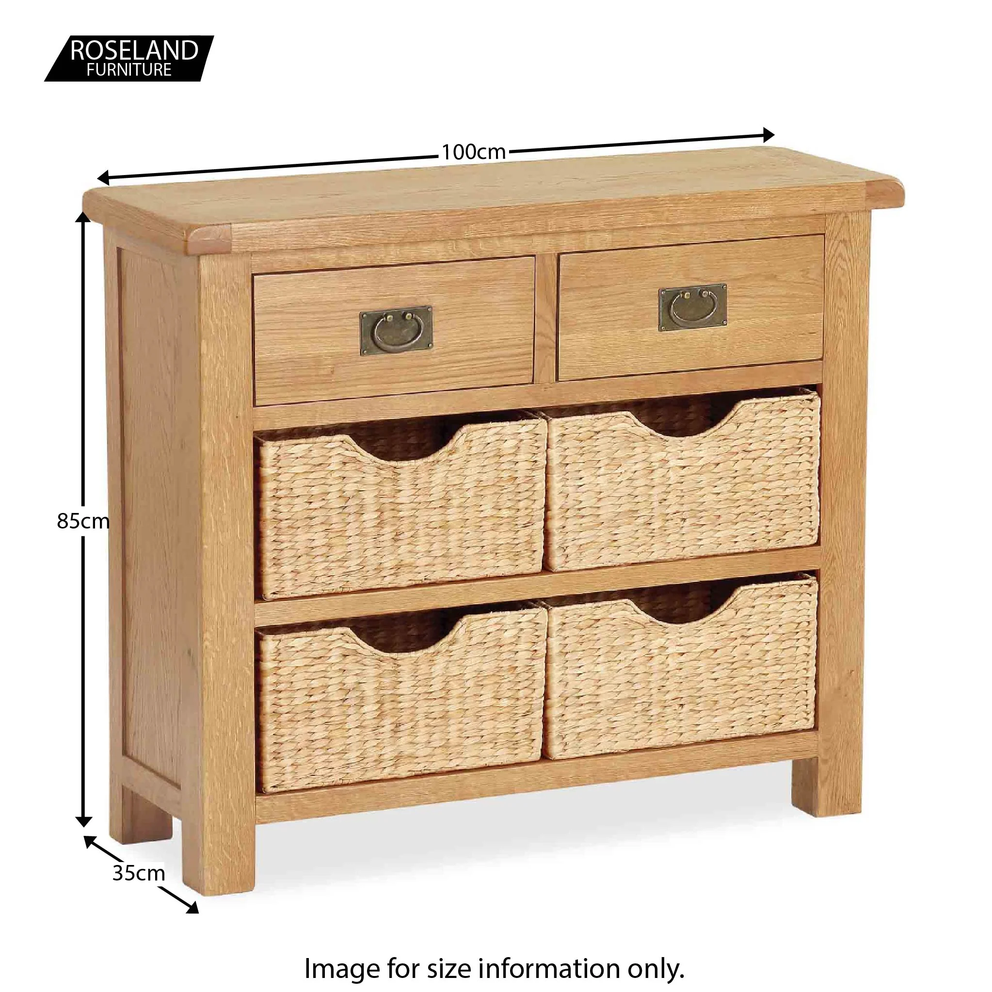 Zelah Oak Small Sideboard with Baskets - Image 9