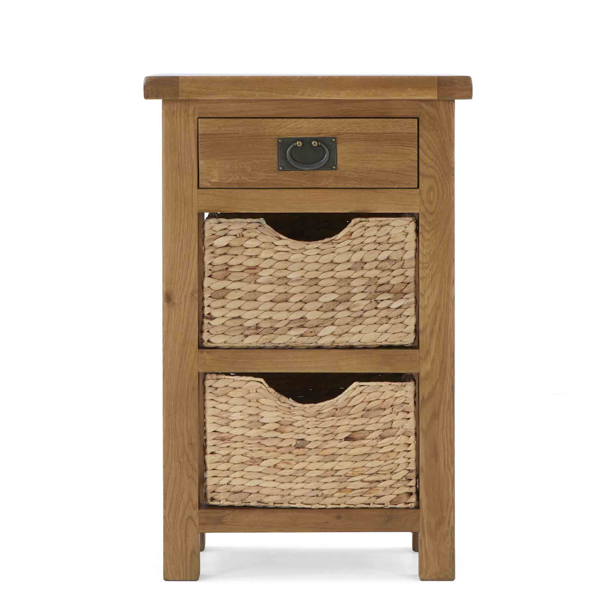 Zelah Oak Telephone Table with Baskets - Image 4