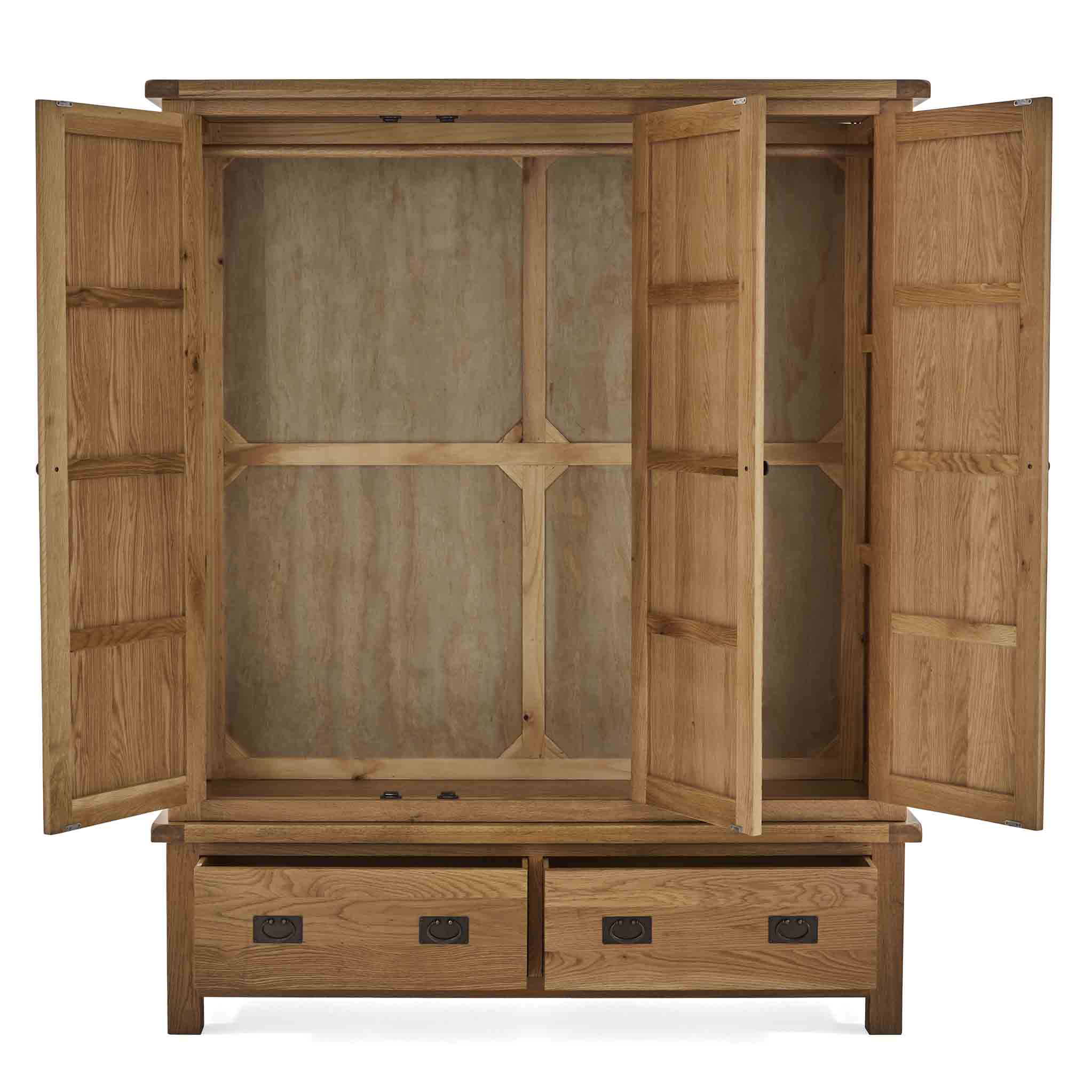Zelah Oak Triple Wardrobe with Drawers - Image 11