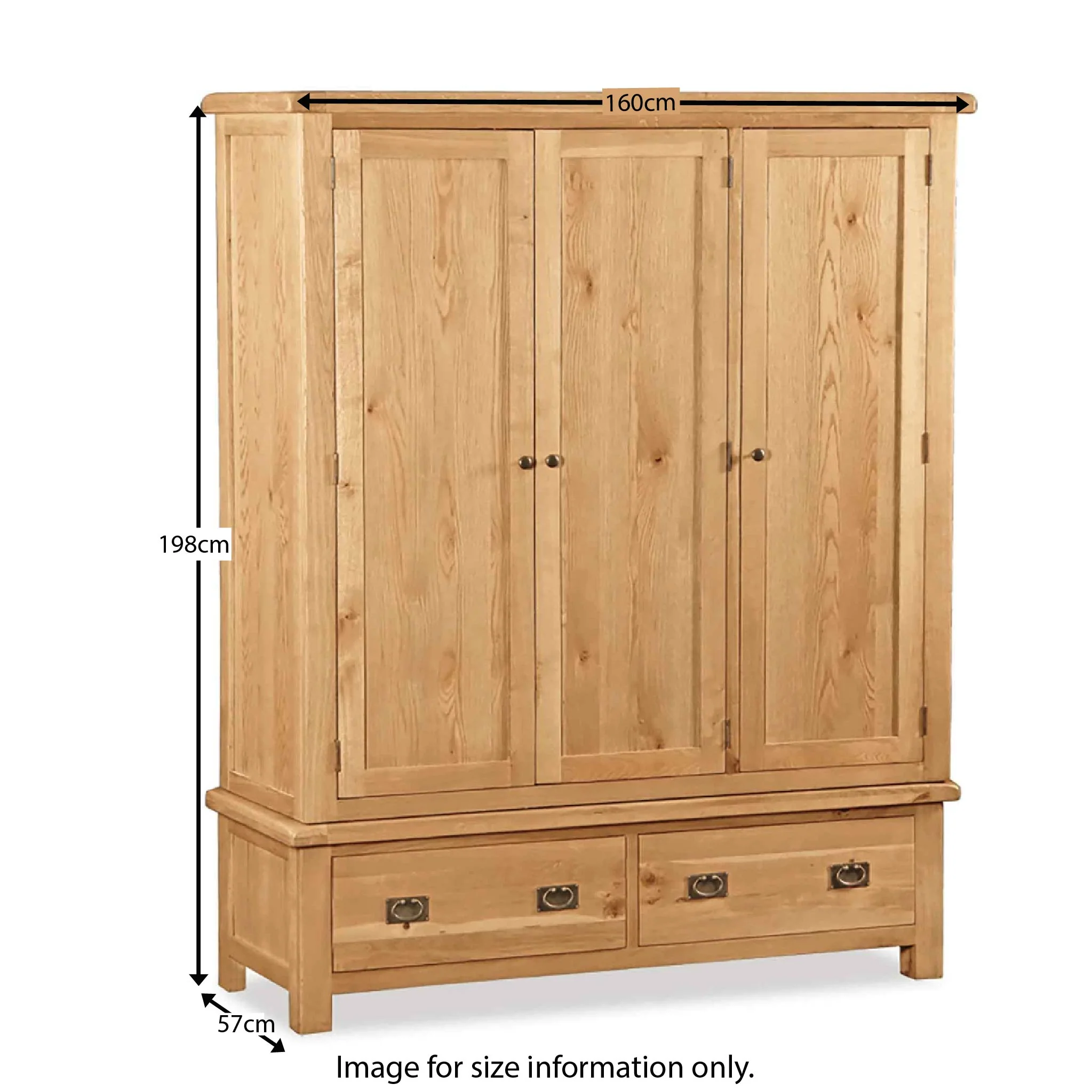 Zelah Oak Triple Wardrobe with Drawers - Image 19