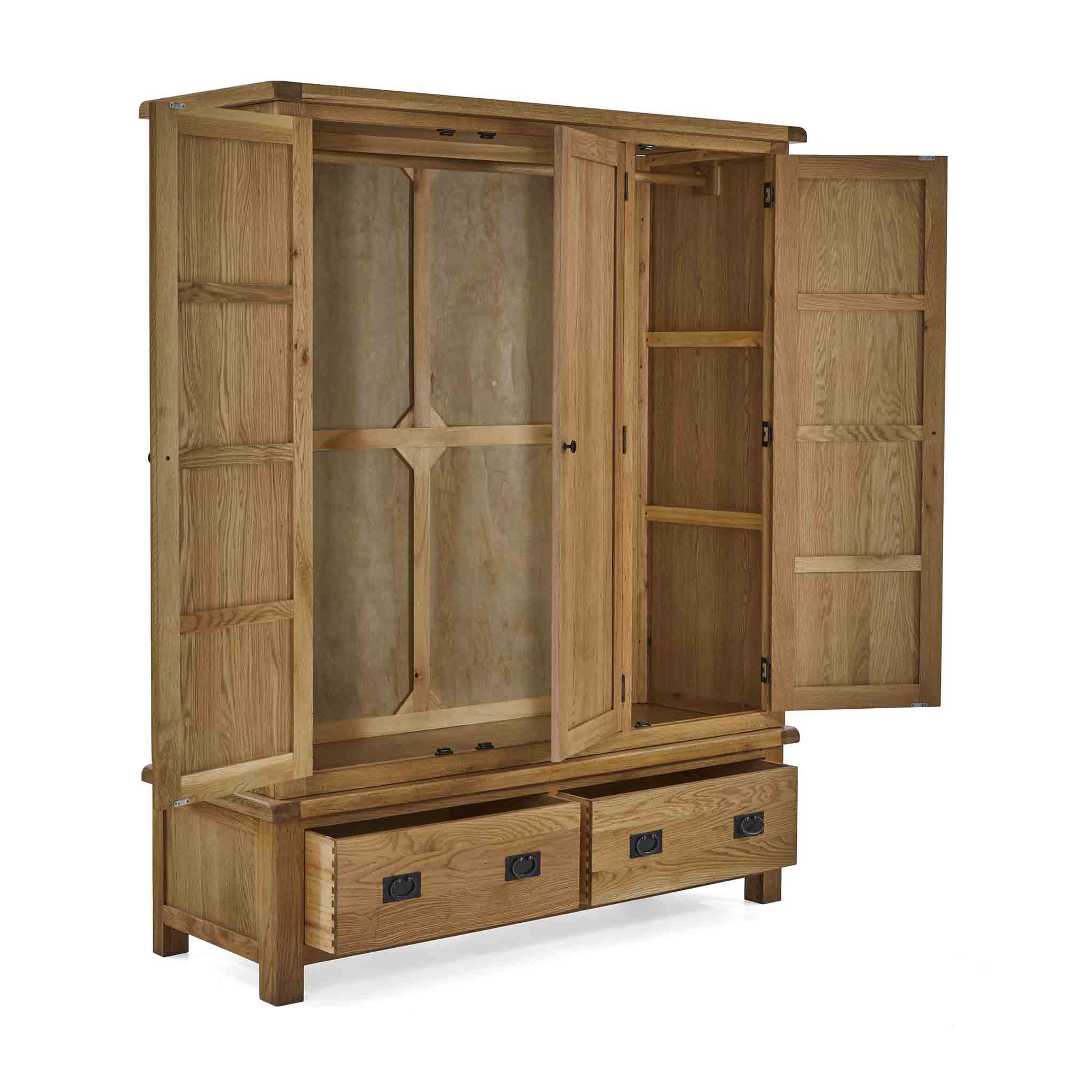 Zelah Oak Triple Wardrobe with Drawers - Image 3