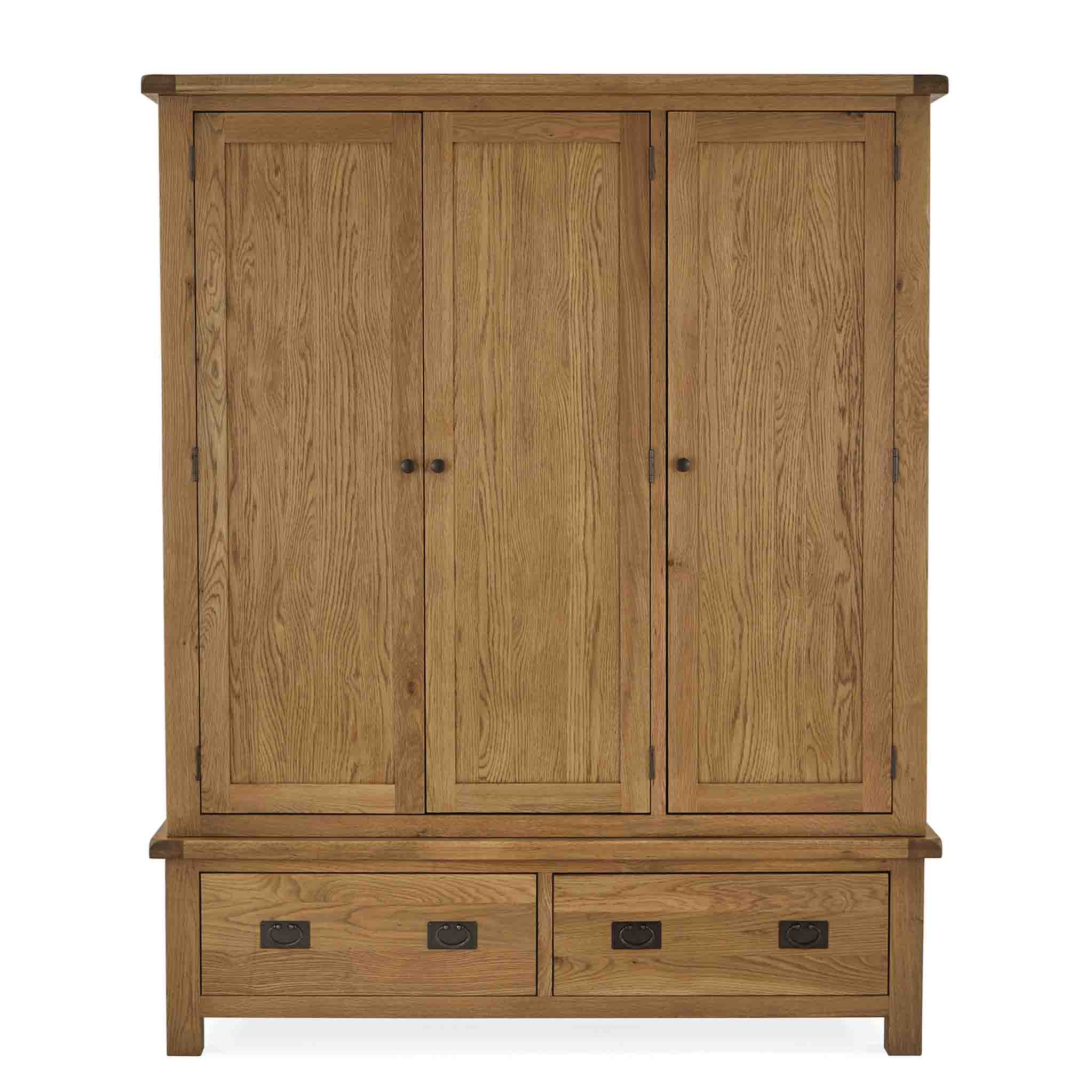 Zelah Oak Triple Wardrobe with Drawers - Image 5