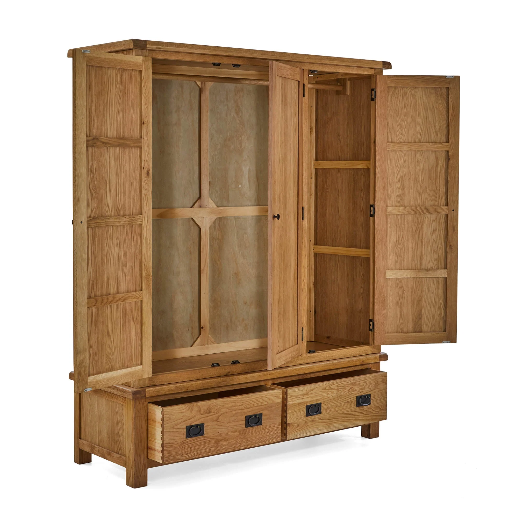 Zelah Oak Triple Wardrobe with Drawers - Image 6