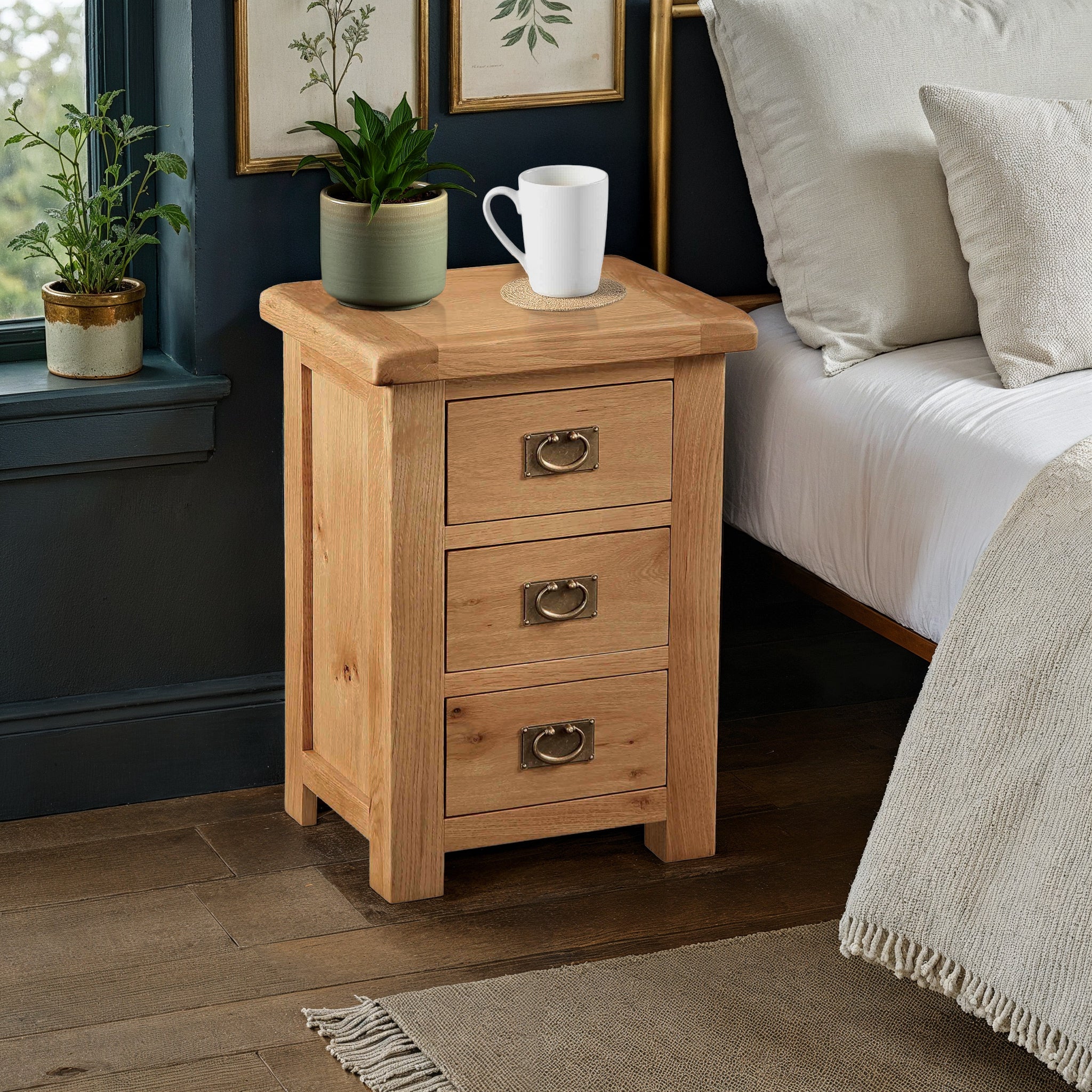 Zelah Oak Wide Bedside Table - Image 2