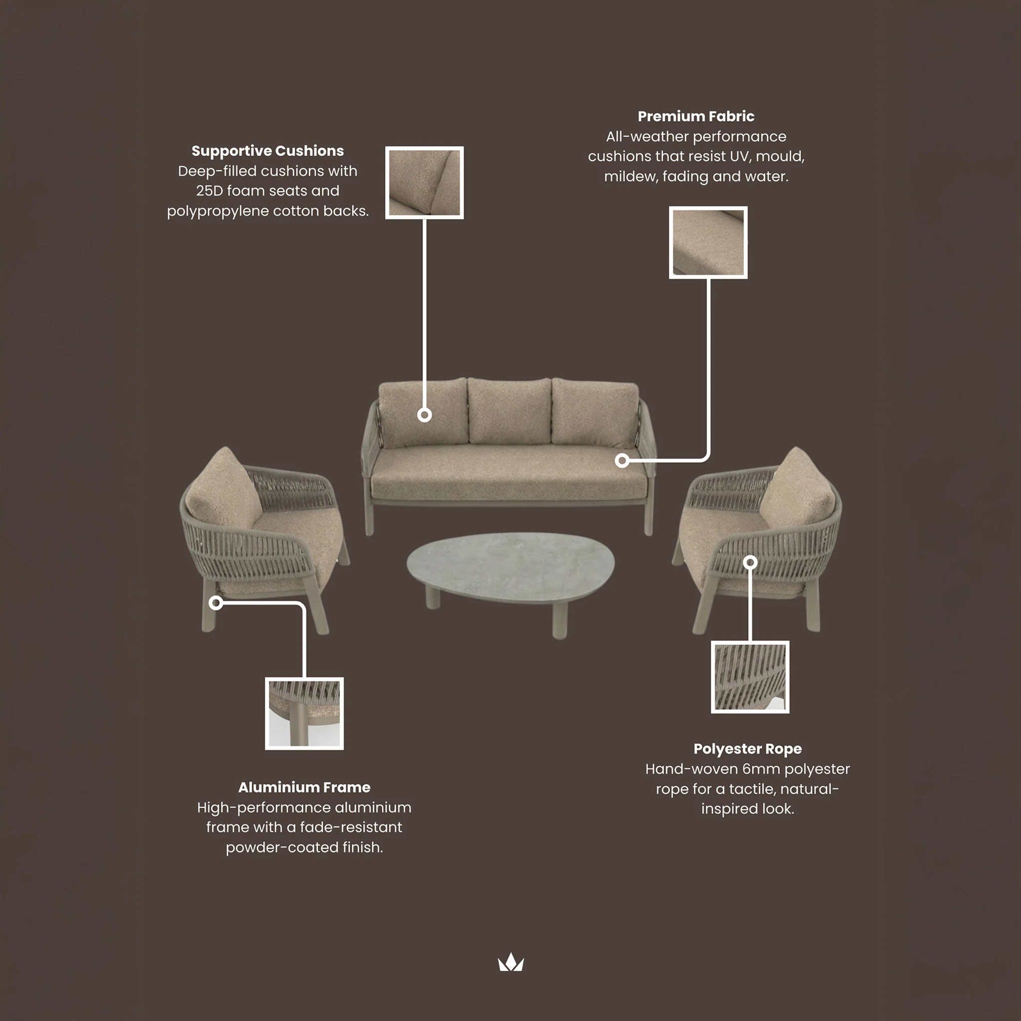 Zuro 5 Seater Lounging Set with Coffee Table - Image 10