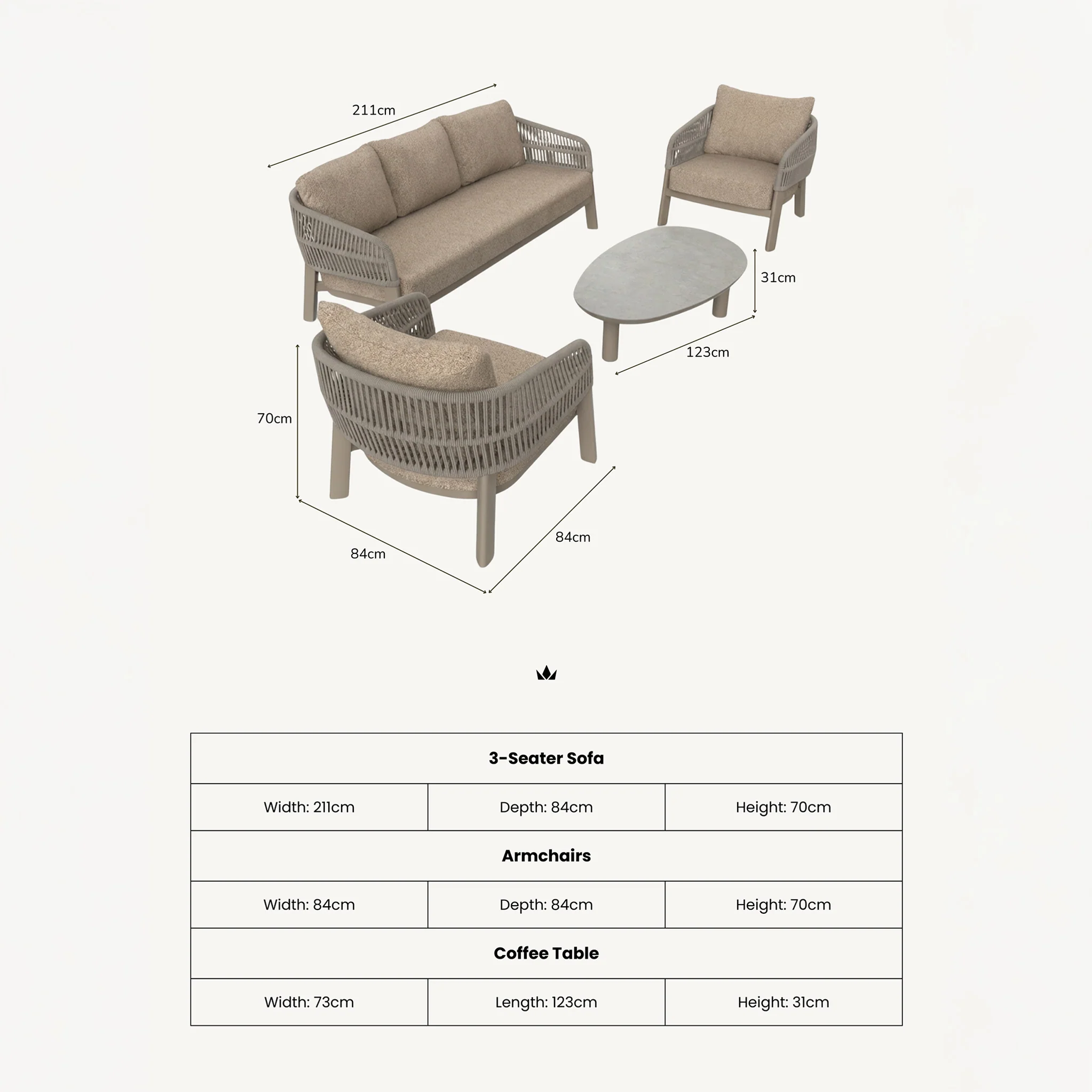 Zuro 5 Seater Lounging Set with Coffee Table - Image 11